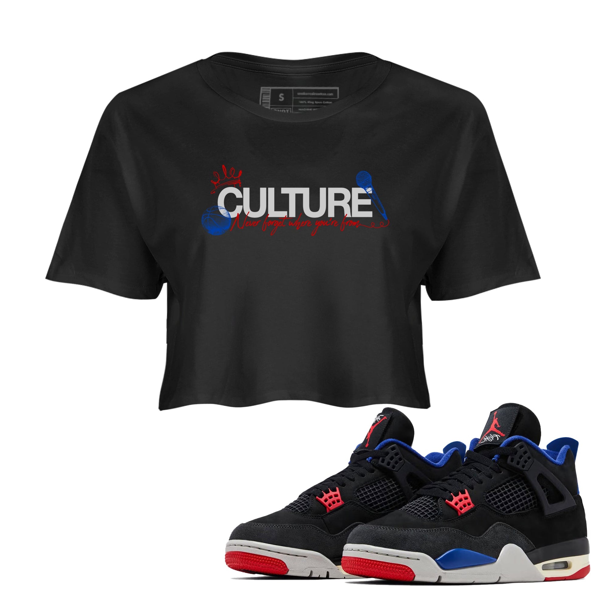 Sneaker match tees – Sneaker Tees To Match Air Jordan 4 Rare Air Shoes – Culture Crop T-Shirt Black 1