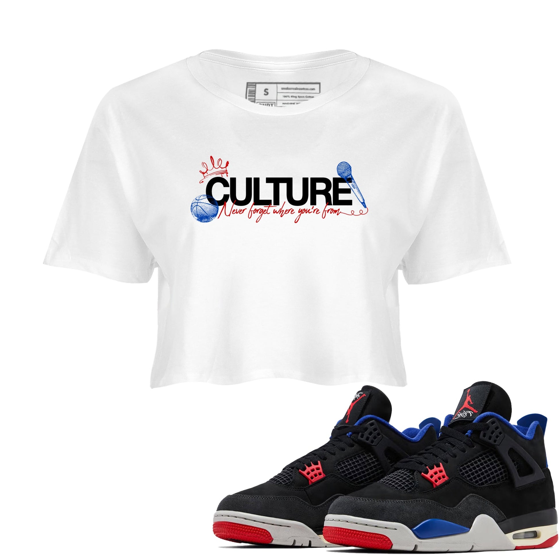 Sneaker match tees – Sneaker Tees To Match Air Jordan 4 Rare Air Shoes – Culture Crop T-Shirt White 1