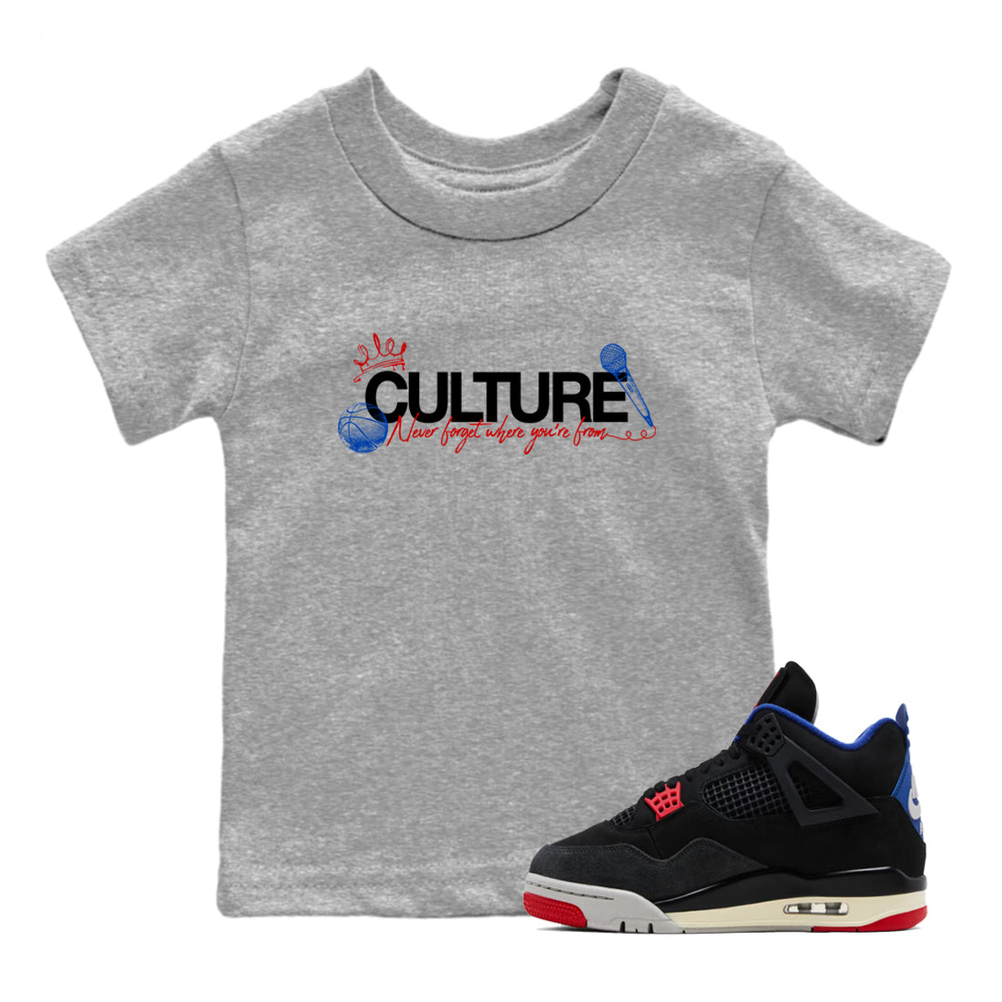 Sneaker match tees – Sneaker Tees To Match Air Jordan 4 Rare Air Shoes – Culture Kids T-Shirt Heather Grey 1