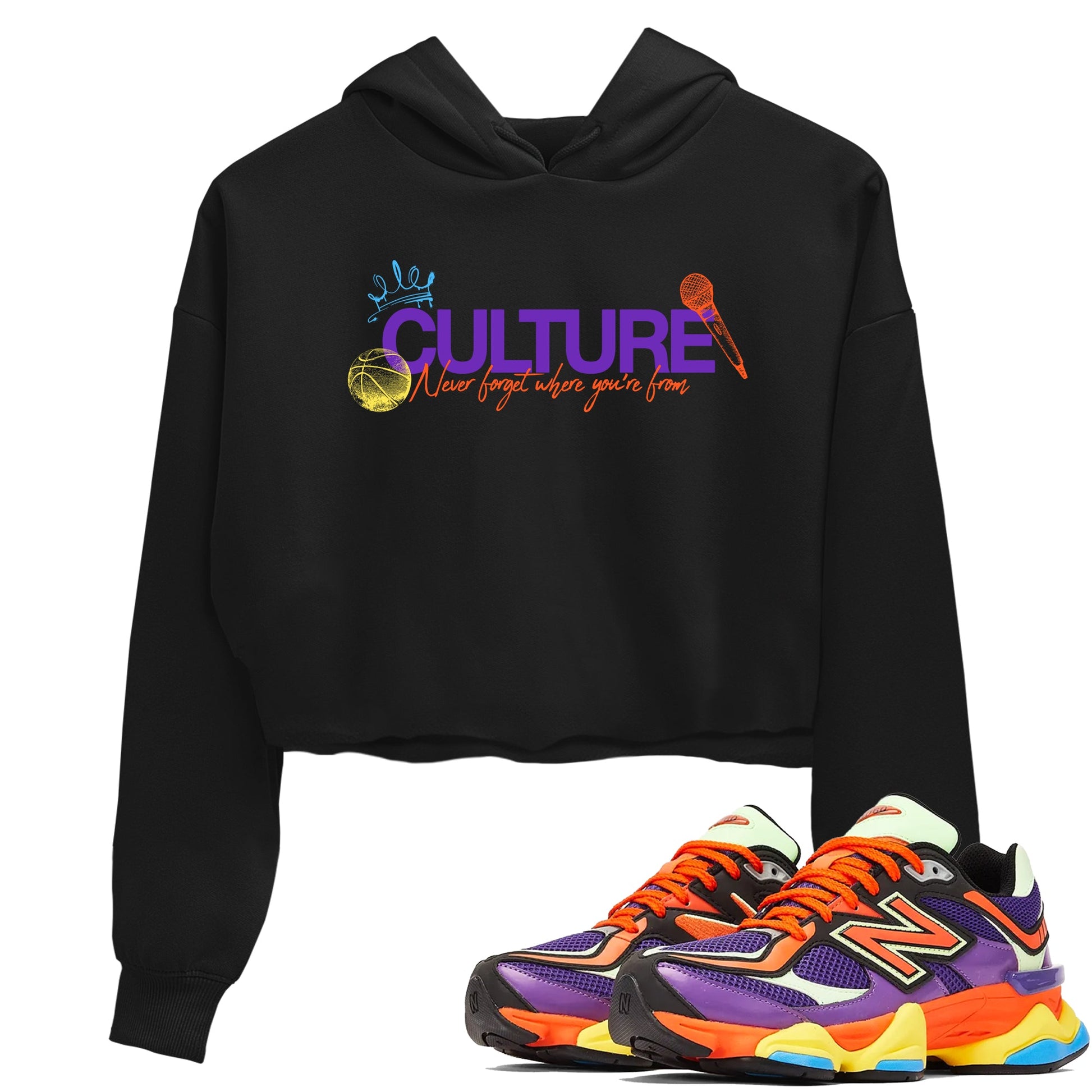 Sneaker Threads – Sneaker Tees To Match New Balance 9060 Prism Purple – Culture Crop Tee Black 1. Perfect for Jordan releases 2025 colorways.
