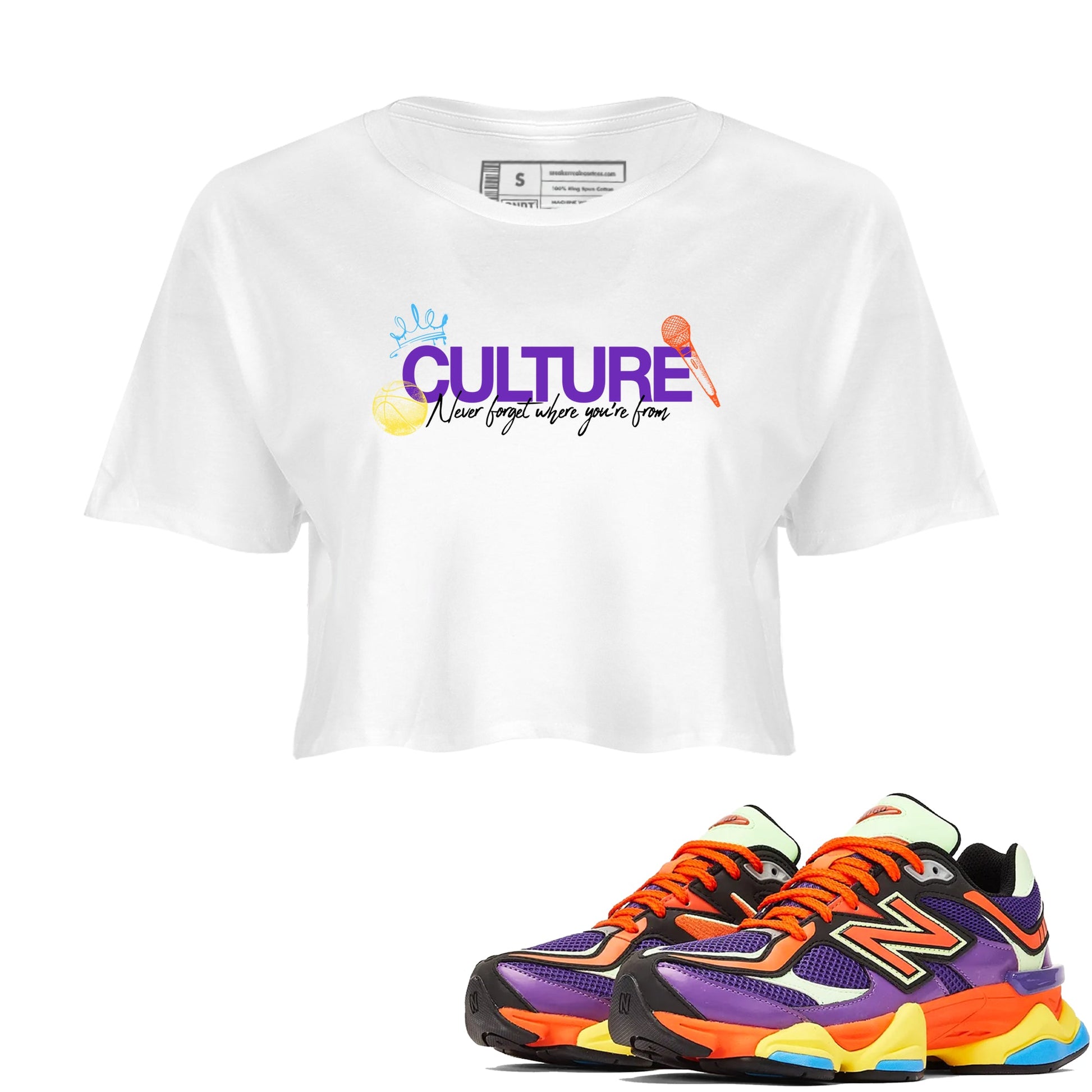 Sneaker Threads – Sneaker Tees To Match New Balance 9060 Prism Purple – Culture Crop Tee White 1. Perfect for Jordan releases 2025 colorways.