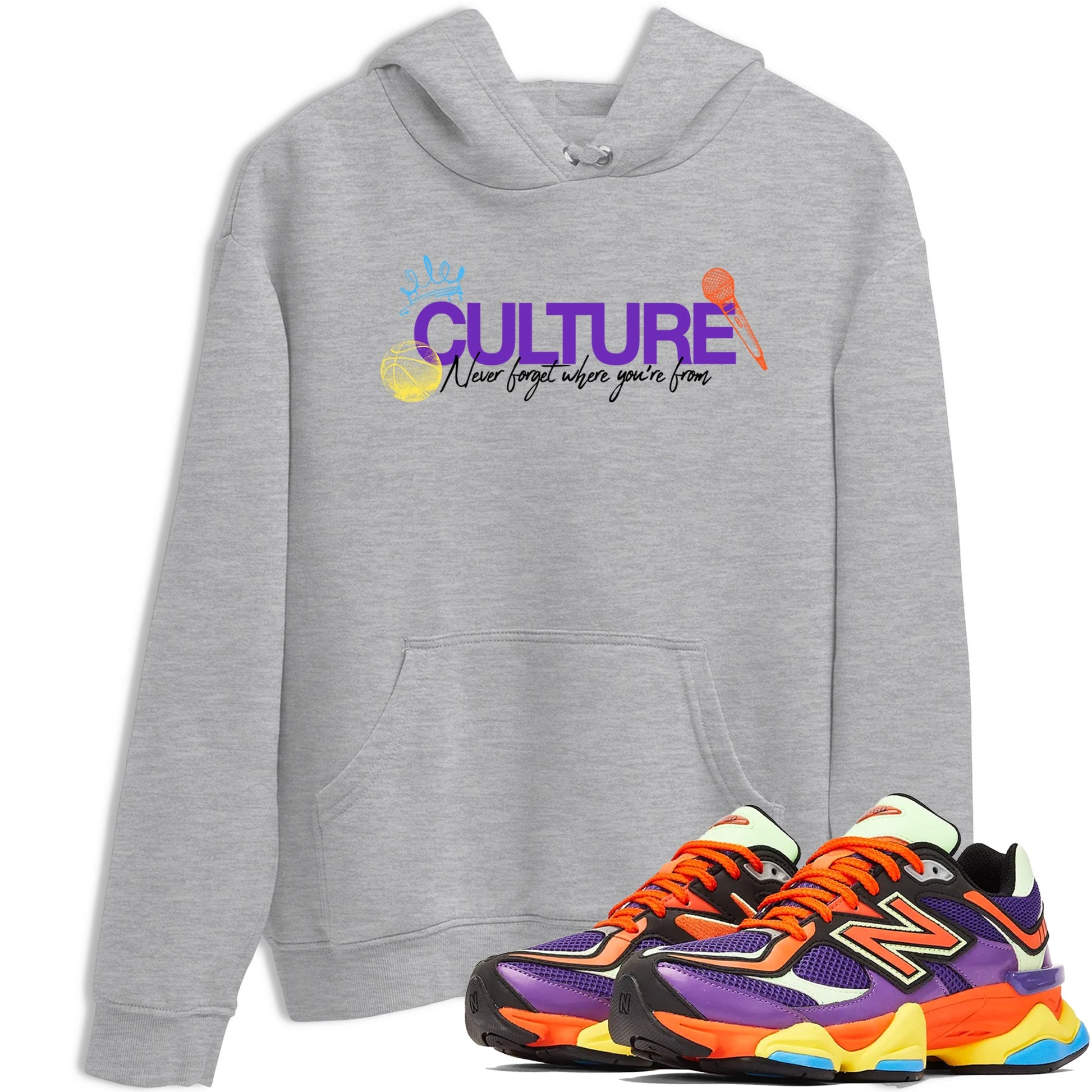 Sneaker Threads – Sneaker Tees To Match New Balance 9060 Prism Purple – Culture Graphic Tee Heather Grey 1. Perfect for Jordan releases 2025 colorways.