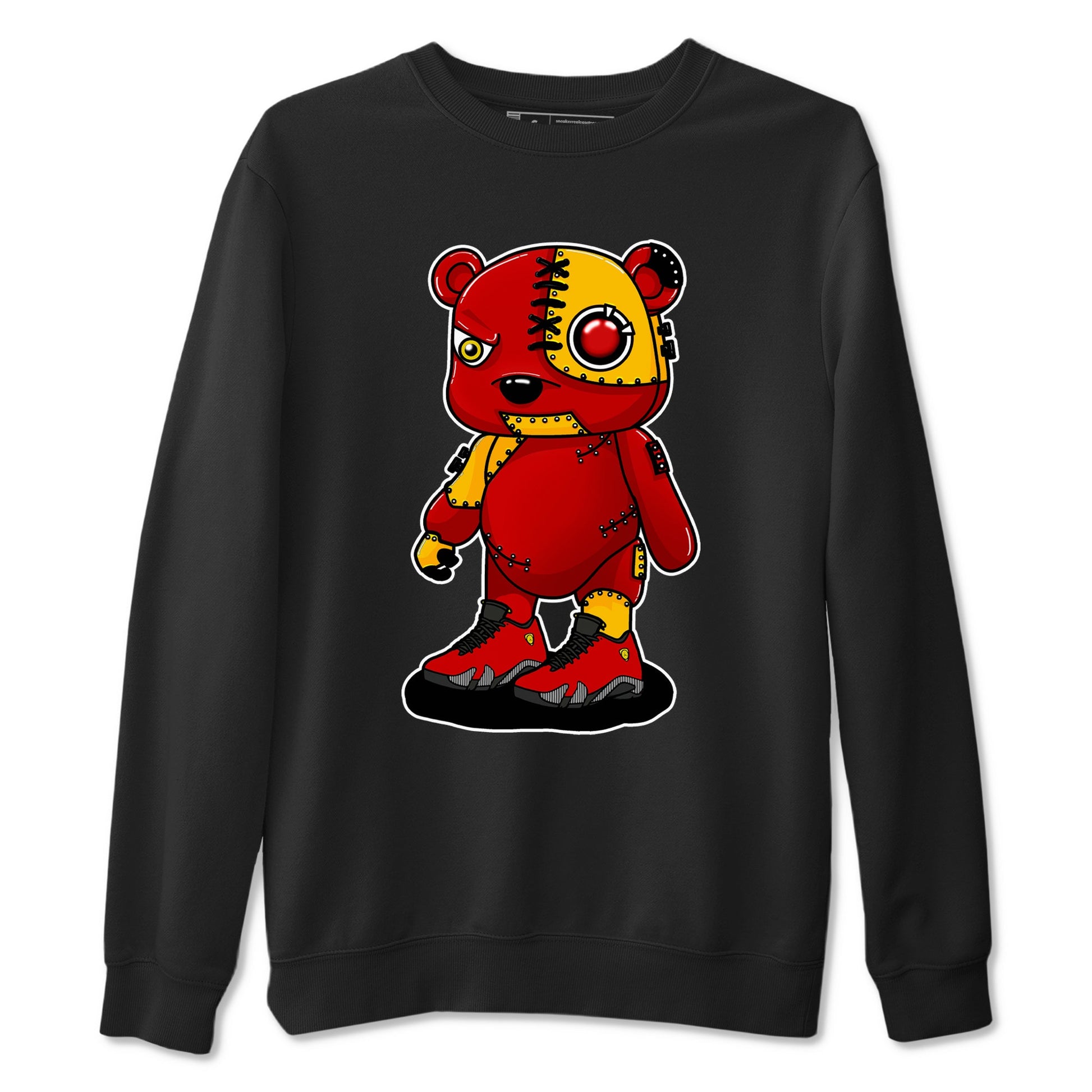 Cyborg Bear sneaker match t-shirt styled to complete your fit with the Air Jordan 14 Challenge Red sneakers, shown in Black 2.