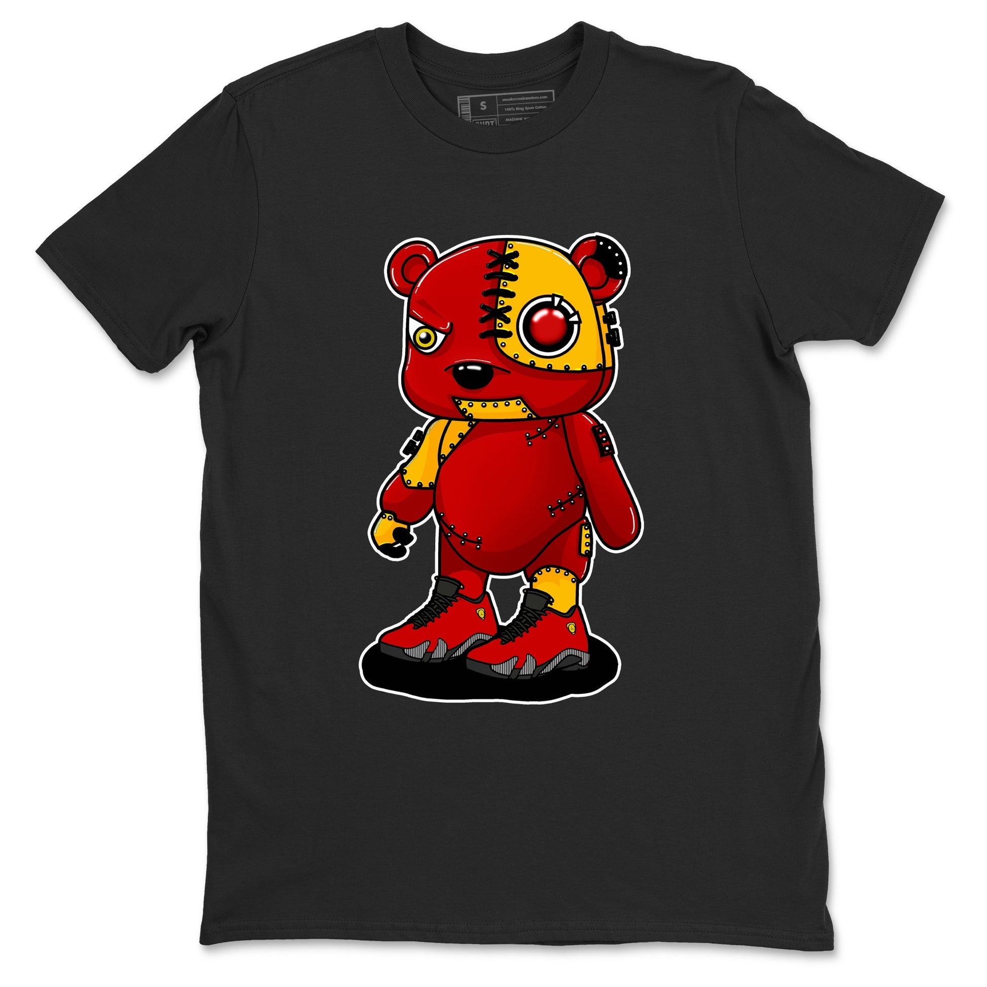 Cyborg Bear sneaker match t-shirt styled to complete your fit with the Air Jordan 14 Challenge Red sneakers, shown in Black 2.
