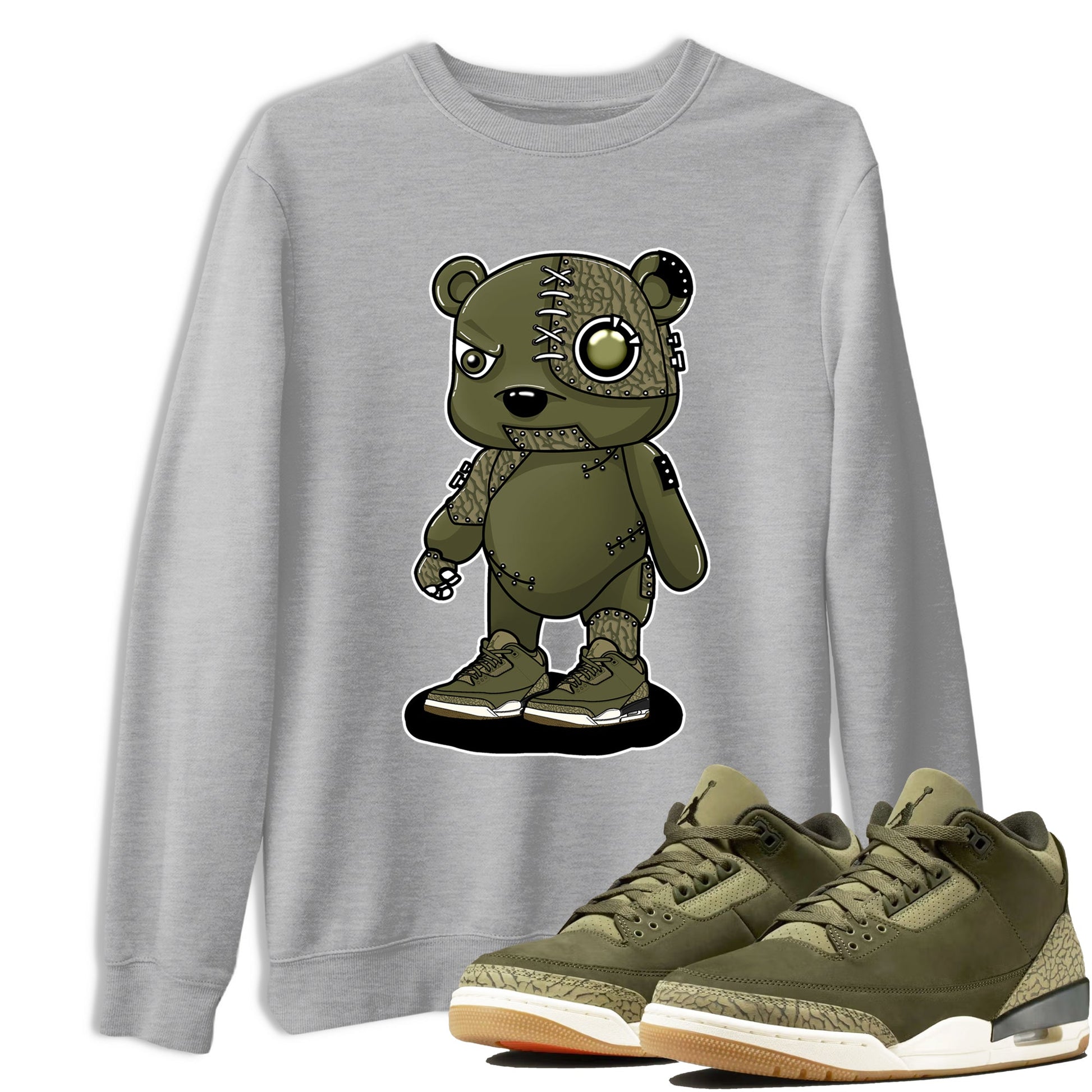 Sneaker Threads – Sneaker Threads To Match Air Jordan 3 Family Affair Shoes – Cyborg Bear Tee Heather Grey 1