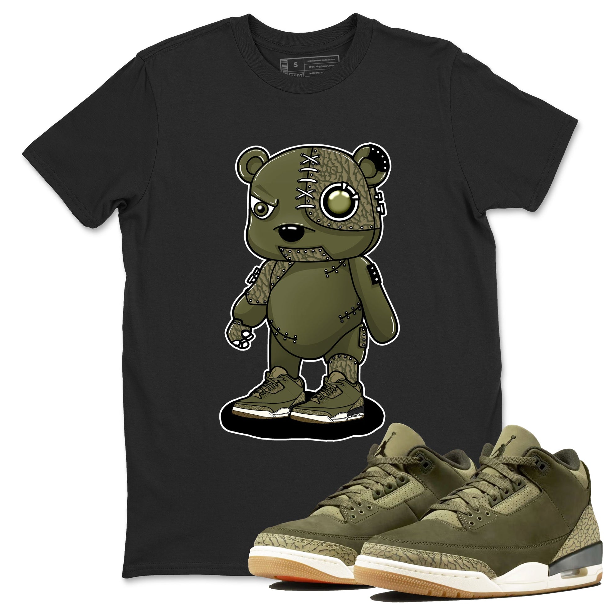 Sneaker Threads – Sneaker Threads To Match Air Jordan 3 Family Affair Shoes – Cyborg Bear Tee Black 1