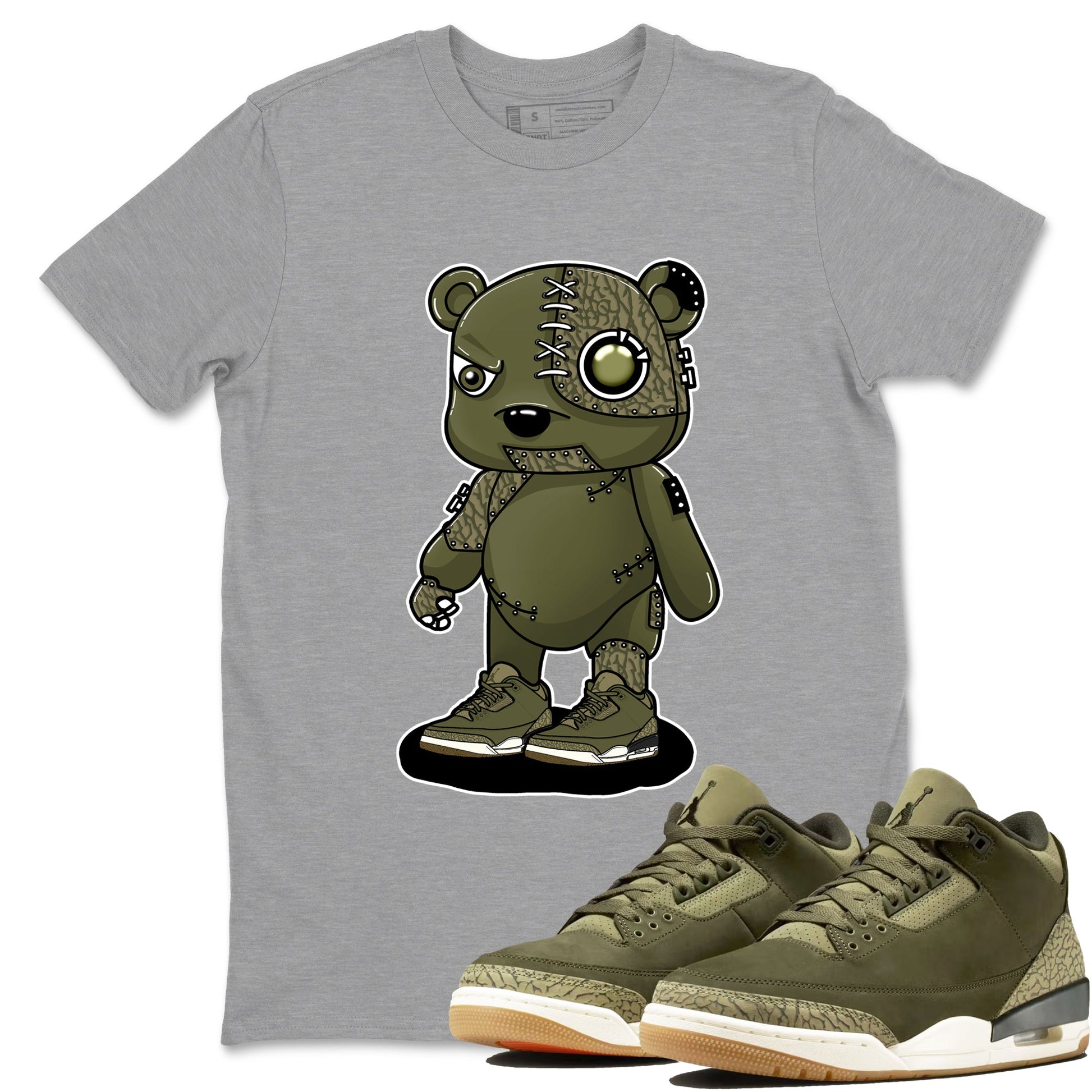 Sneaker Threads – Sneaker Threads To Match Air Jordan 3 Family Affair Shoes – Cyborg Bear Tee Heather Grey 1