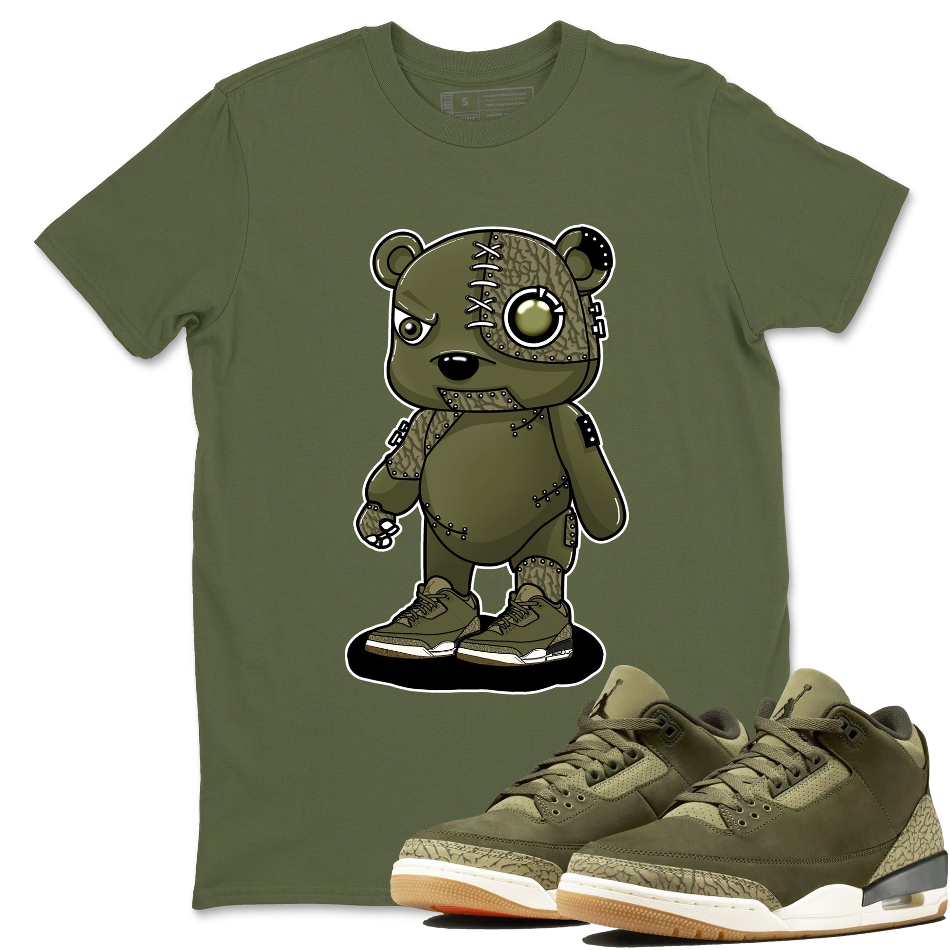 Sneaker Threads – Sneaker Threads To Match Air Jordan 3 Family Affair Shoes – Cyborg Bear Tee Military Green 1