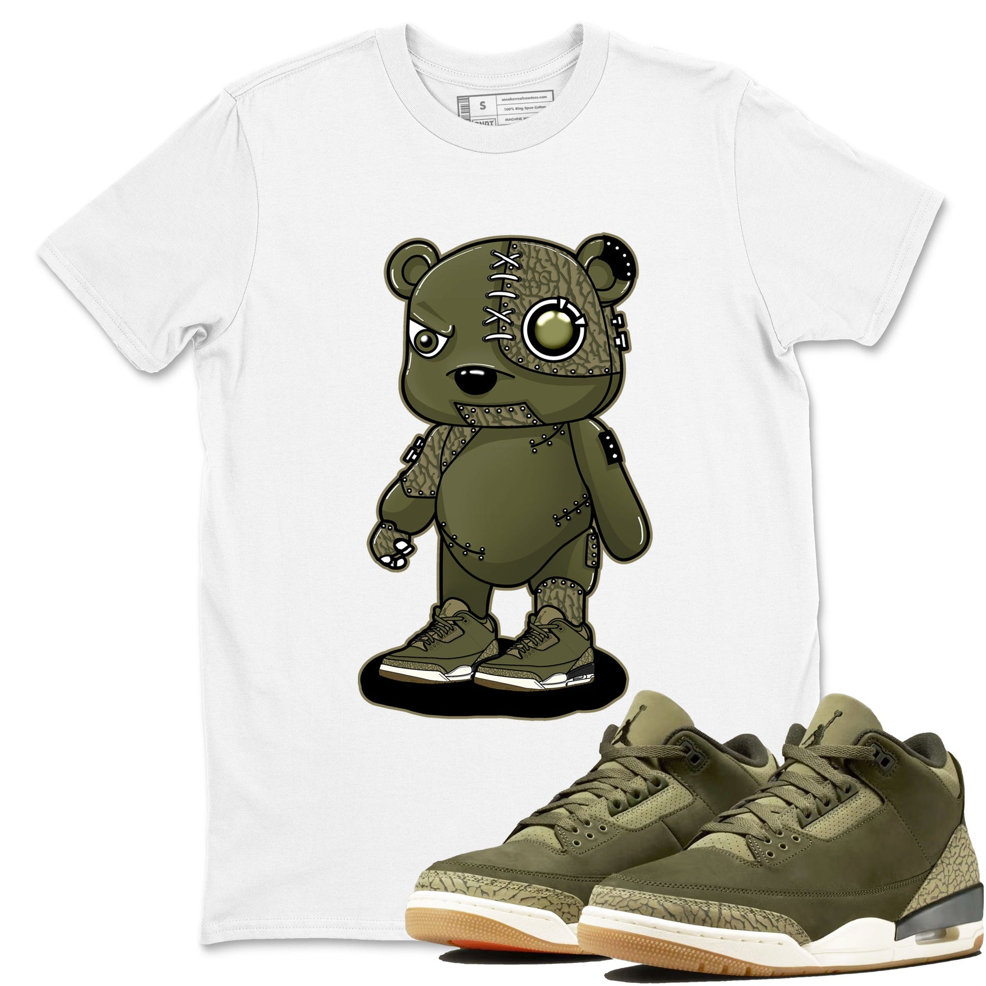 Sneaker Threads – Sneaker Threads To Match Air Jordan 3 Family Affair Shoes – Cyborg Bear Tee White 1