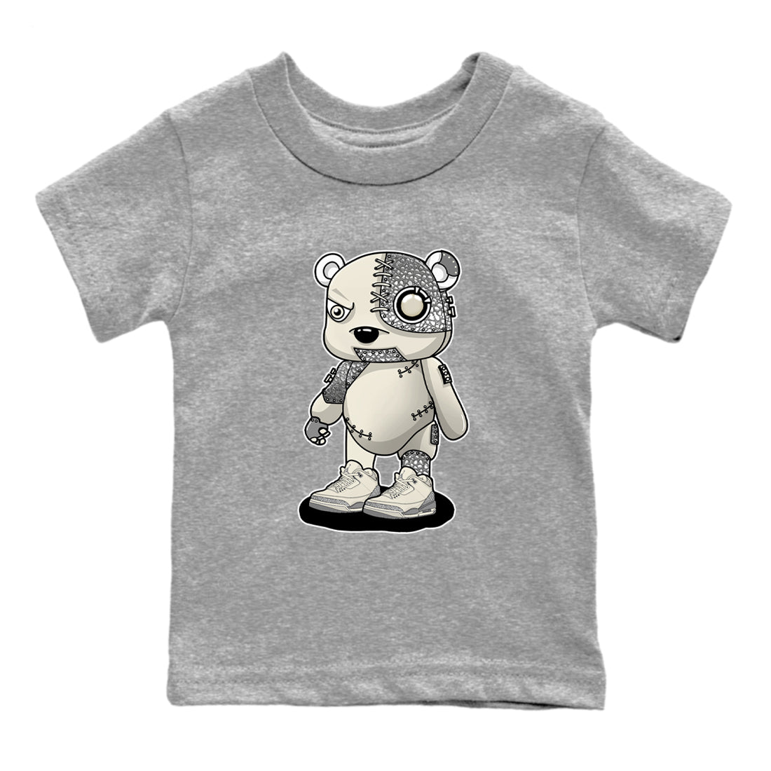 3s WMNS Sail and Cement Grey shirts to match jordans Cyborg Bear graphic tees Air Jordan 3 Sail and Cement Grey match shoes to clothes SNRT Sneaker Tees Youth Baby Heather Grey 2 tee