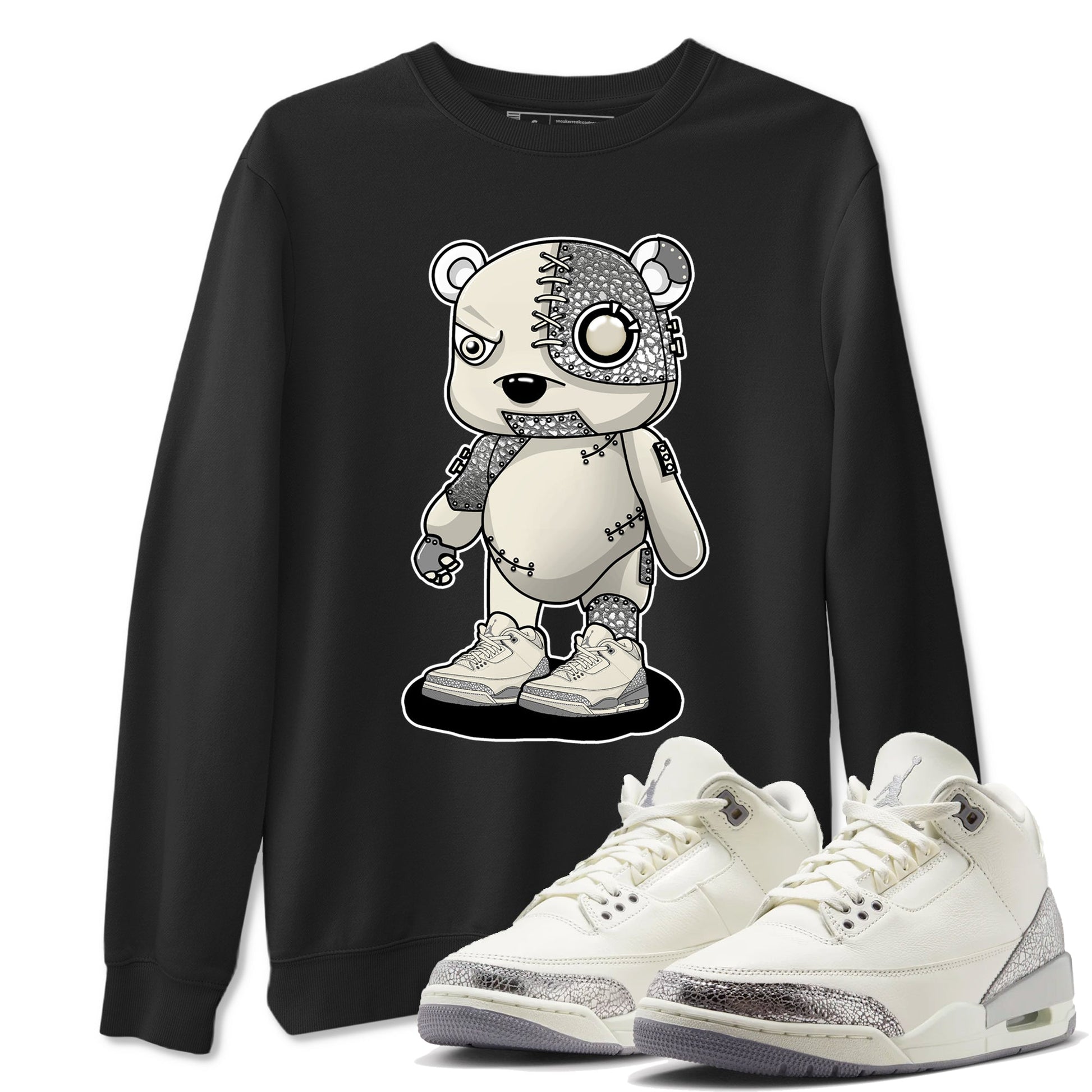 3s WMNS Sail and Cement Grey shirts to match jordans Cyborg Bear graphic tees Air Jordan 3 Sail and Cement Grey match shoes to clothes SNRT Sneaker Tees unisex cotton Black 1 shirts