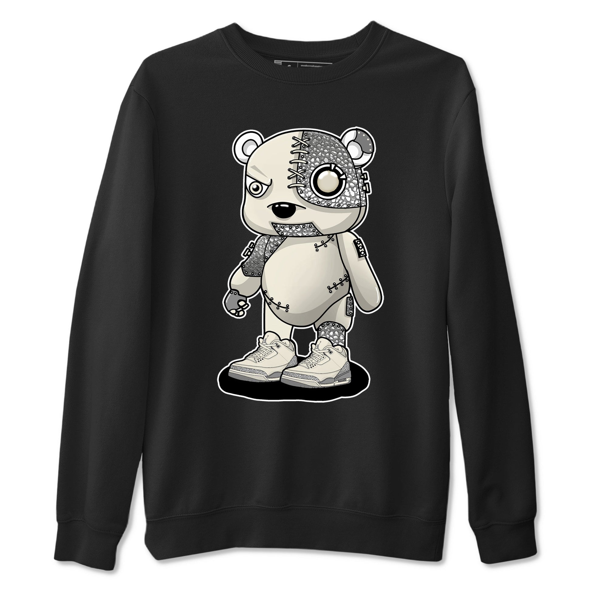 3s WMNS Sail and Cement Grey shirts to match jordans Cyborg Bear graphic tees Air Jordan 3 Sail and Cement Grey match shoes to clothes SNRT Sneaker Tees unisex cotton Black 2 shirts