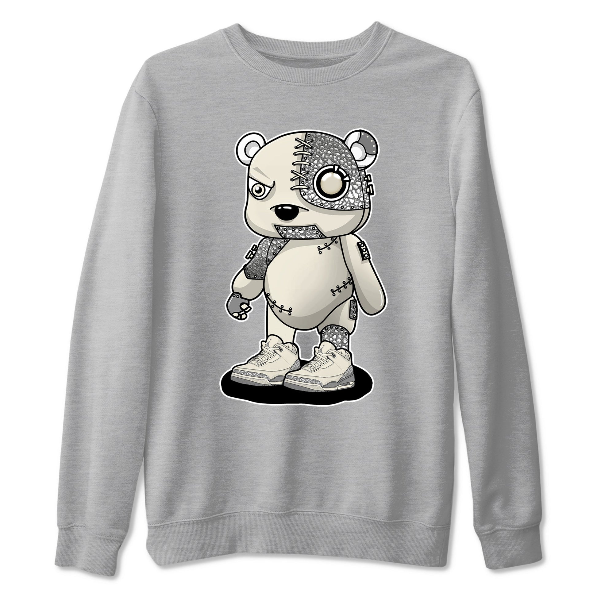 3s WMNS Sail and Cement Grey shirts to match jordans Cyborg Bear graphic tees Air Jordan 3 Sail and Cement Grey match shoes to clothes SNRT Sneaker Tees unisex cotton Heather Grey 2 shirts
