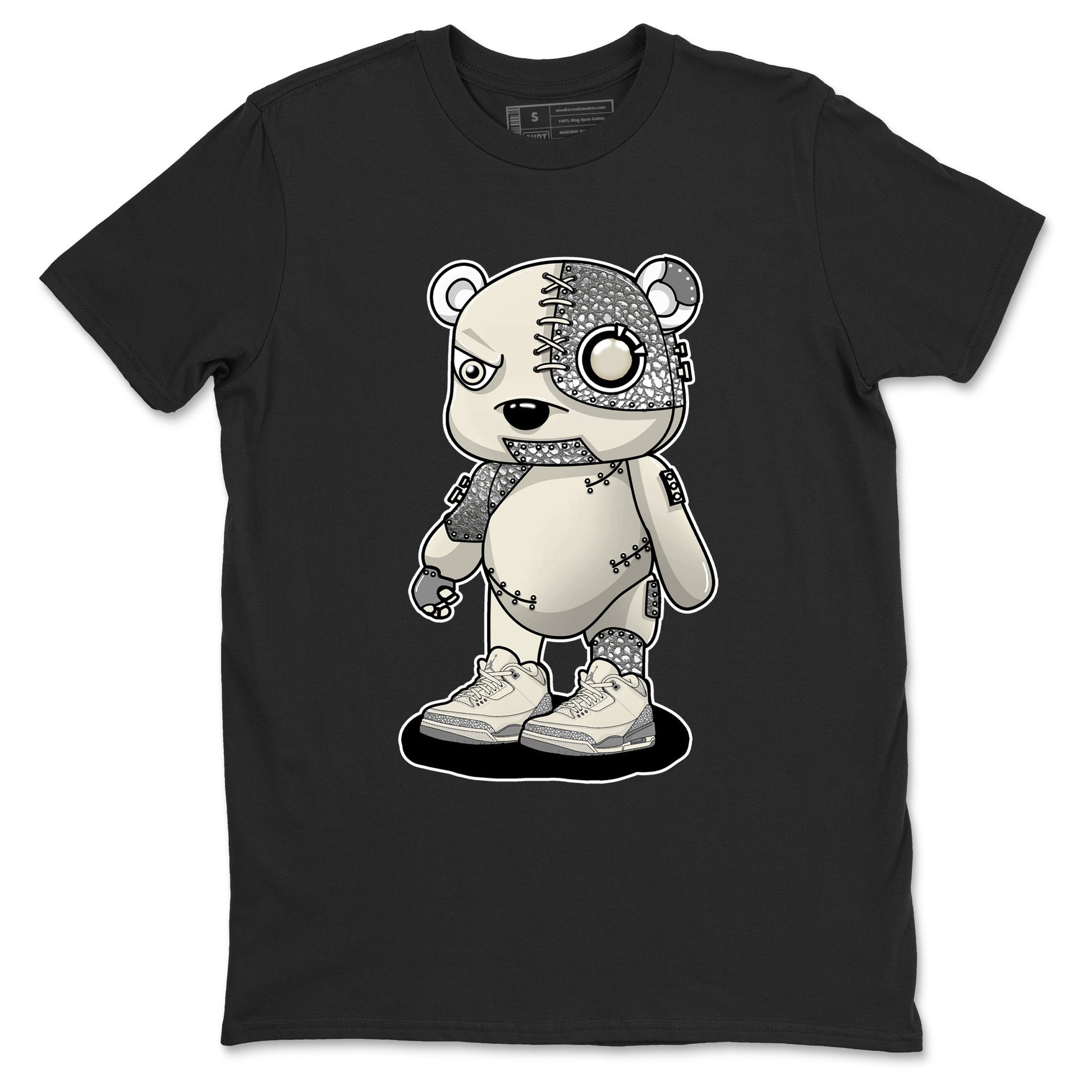 3s WMNS Sail and Cement Grey shirts to match jordans Cyborg Bear graphic tees Air Jordan 3 Sail and Cement Grey match shoes to clothes SNRT Sneaker Tees unisex cotton Black 2 shirts