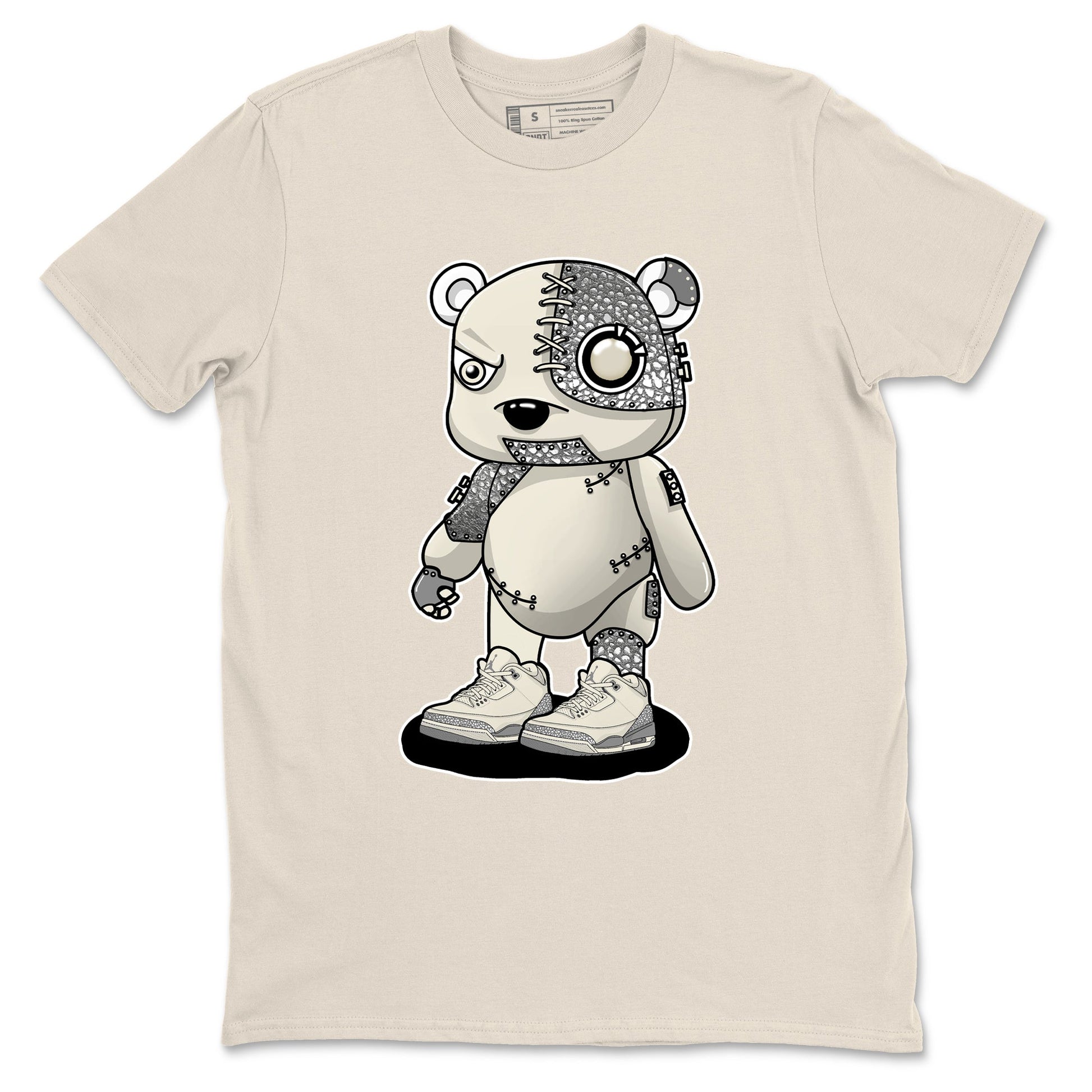 3s WMNS Sail and Cement Grey shirts to match jordans Cyborg Bear graphic tees Air Jordan 3 Sail and Cement Grey match shoes to clothes SNRT Sneaker Tees unisex cotton Natural 2 shirts