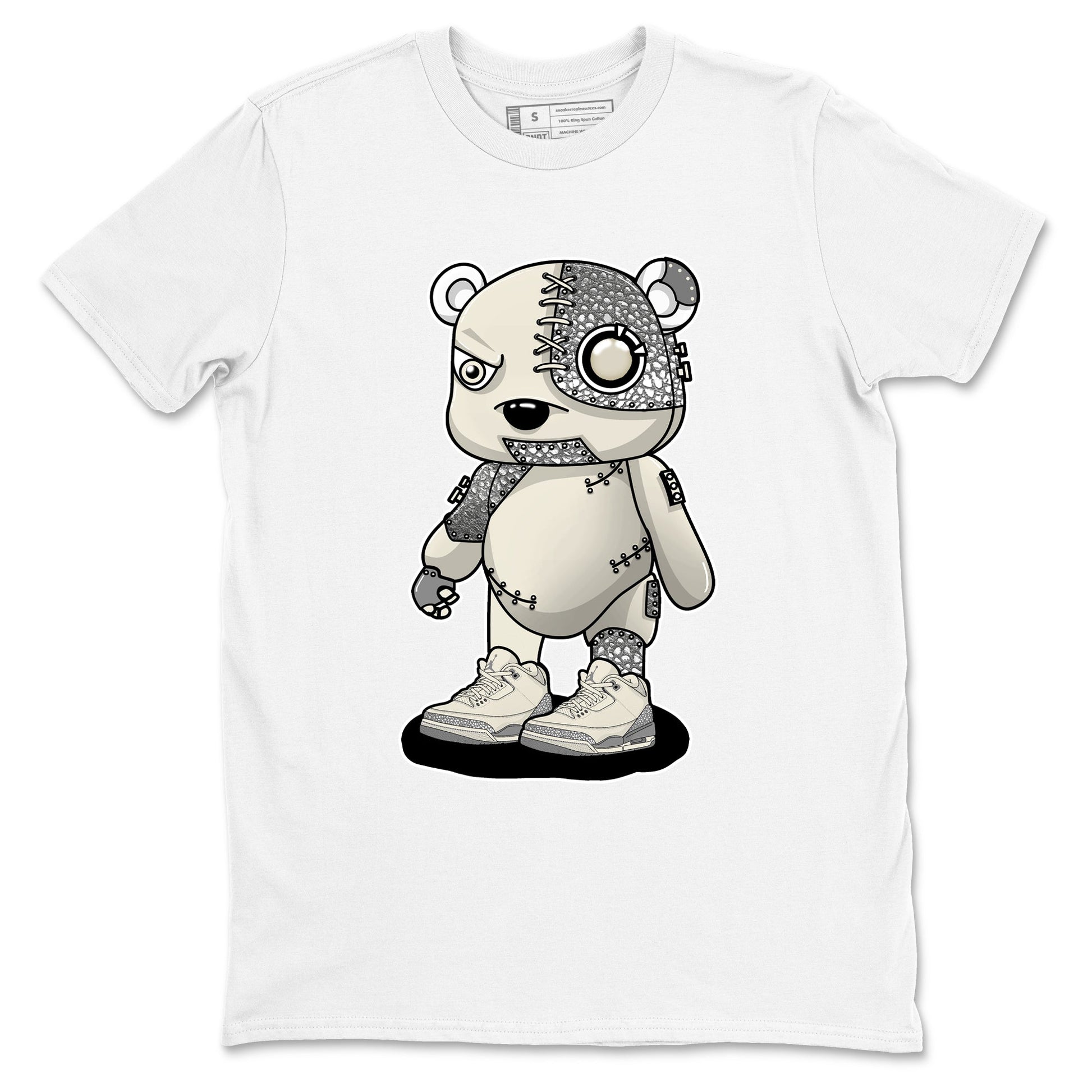 3s WMNS Sail and Cement Grey shirts to match jordans Cyborg Bear graphic tees Air Jordan 3 Sail and Cement Grey match shoes to clothes SNRT Sneaker Tees unisex cotton White 2 shirts