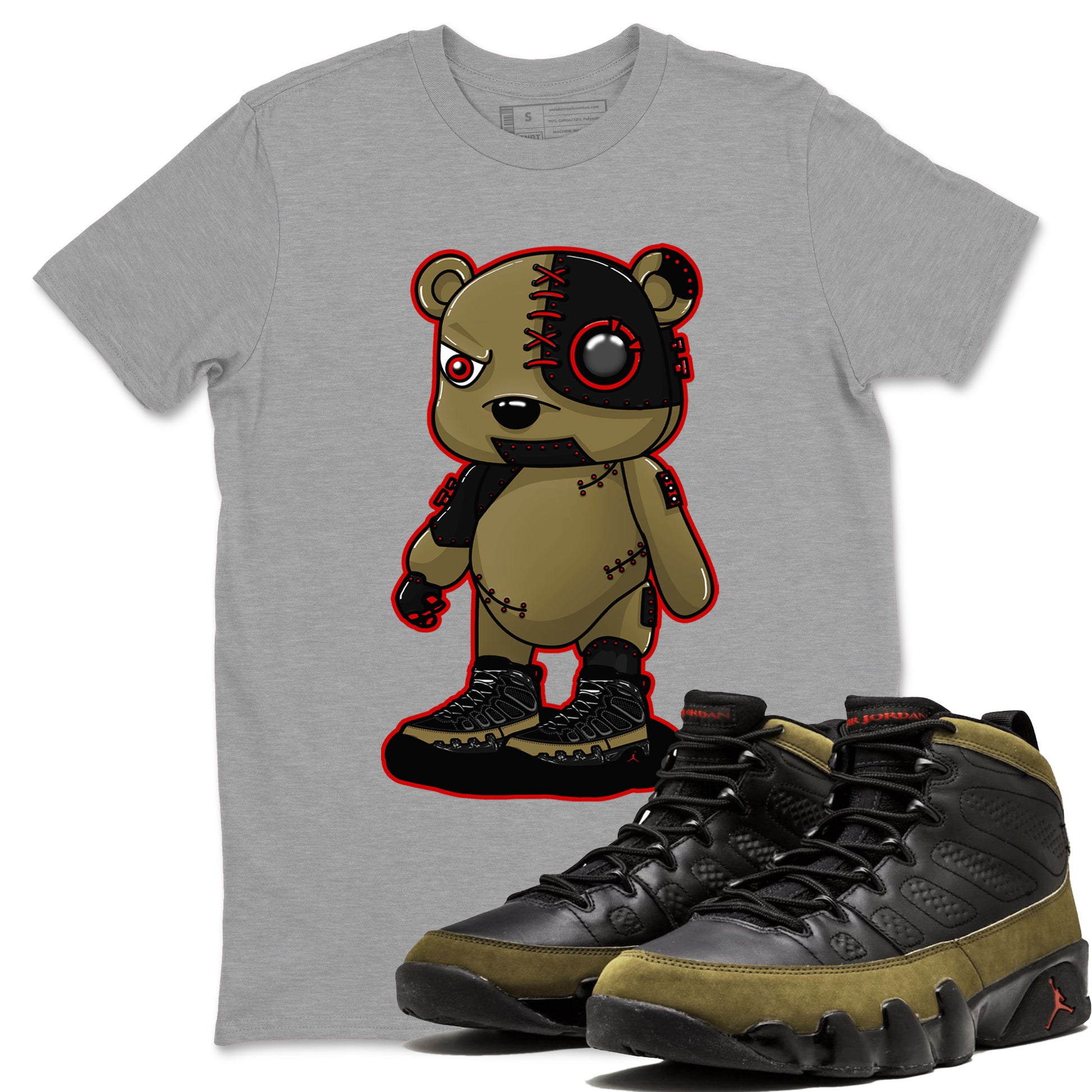 Cyborg Bear SNRT Sneaker Tees - Air Jordan 9 Olive - SNRT Sneaker T-shirts