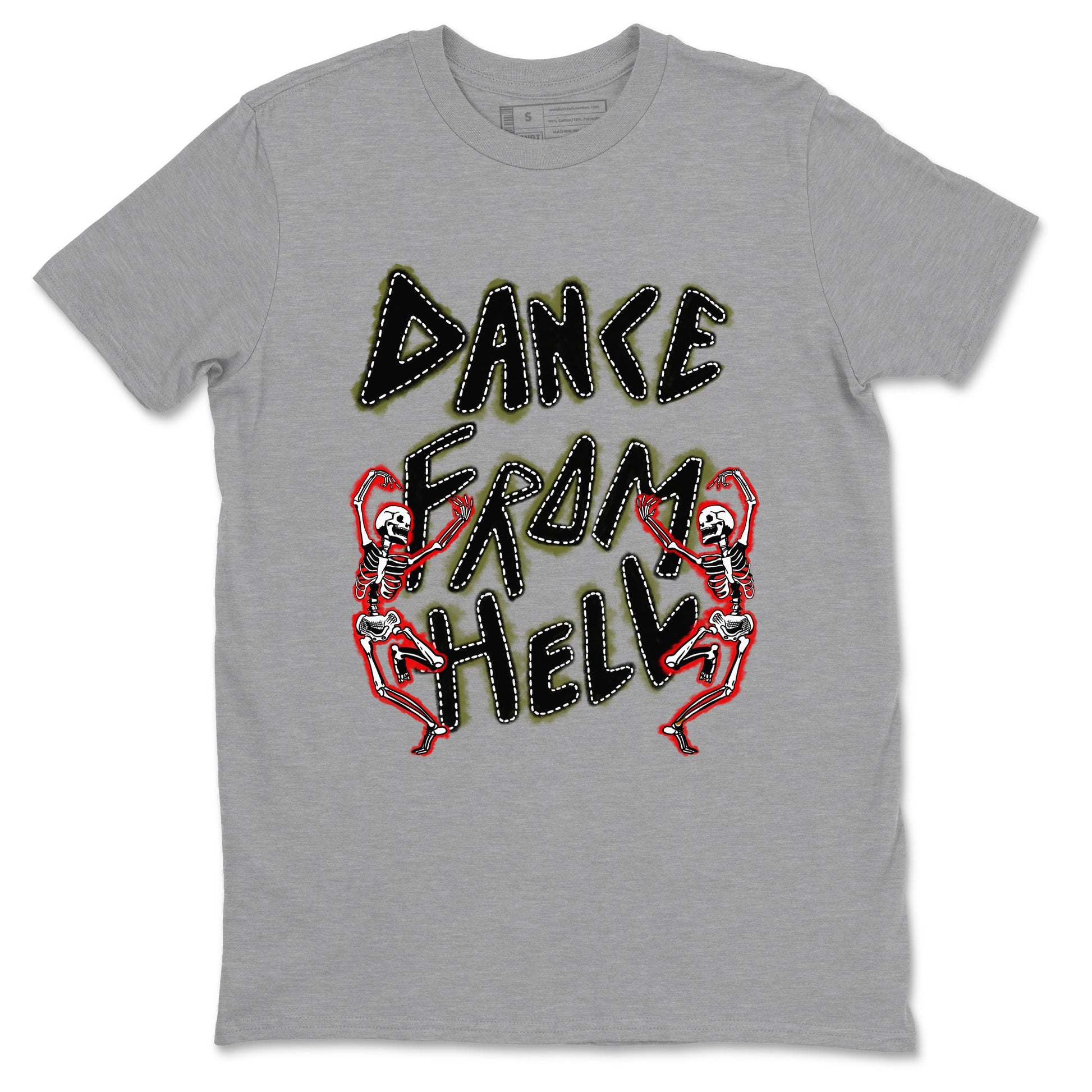 1s Travis Scott Medium Olive shirts to match jordans Dance From Hell unique Halloween sneaker tee Air Jordan 1 Travis Scott Medium Olive match shoes to clothes SNRT Sneaker Tees unisex cotton Heather Grey 2 shirts