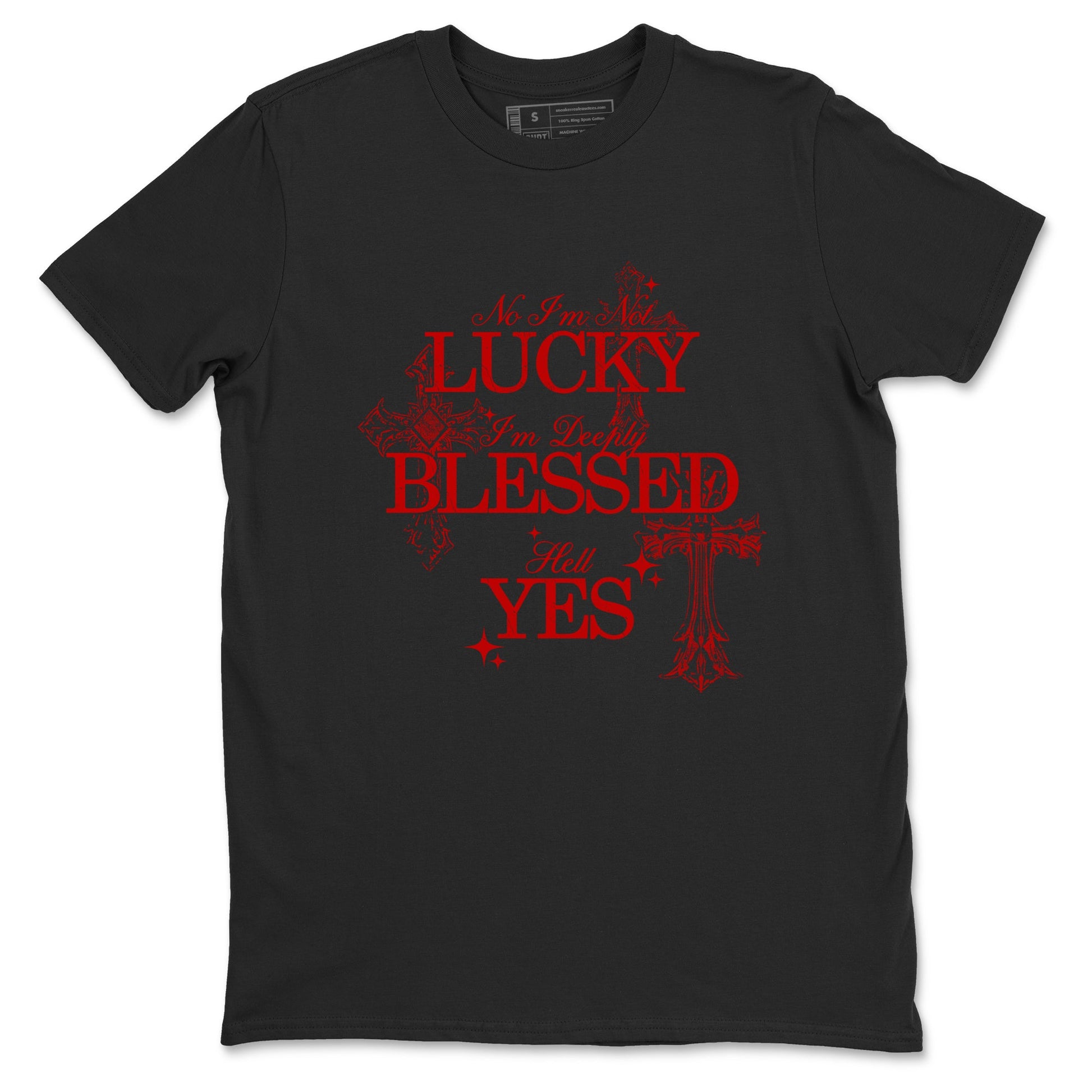 Deeply Blessed sneaker match t-shirt styled to complete your fit with the Air Foamposite Cough Drop sneakers, shown in Black 2.