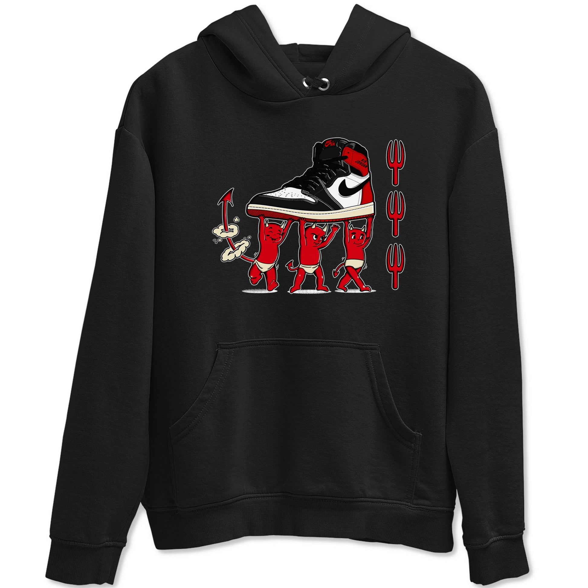 1s Black Toe Reimagined shirts to match jordans Devil Babies sneaker match tees Air Jordan 1 Black Toe Reimagined SNRT Sneaker Release Tees unisex cotton Black 2 crew neck shirts