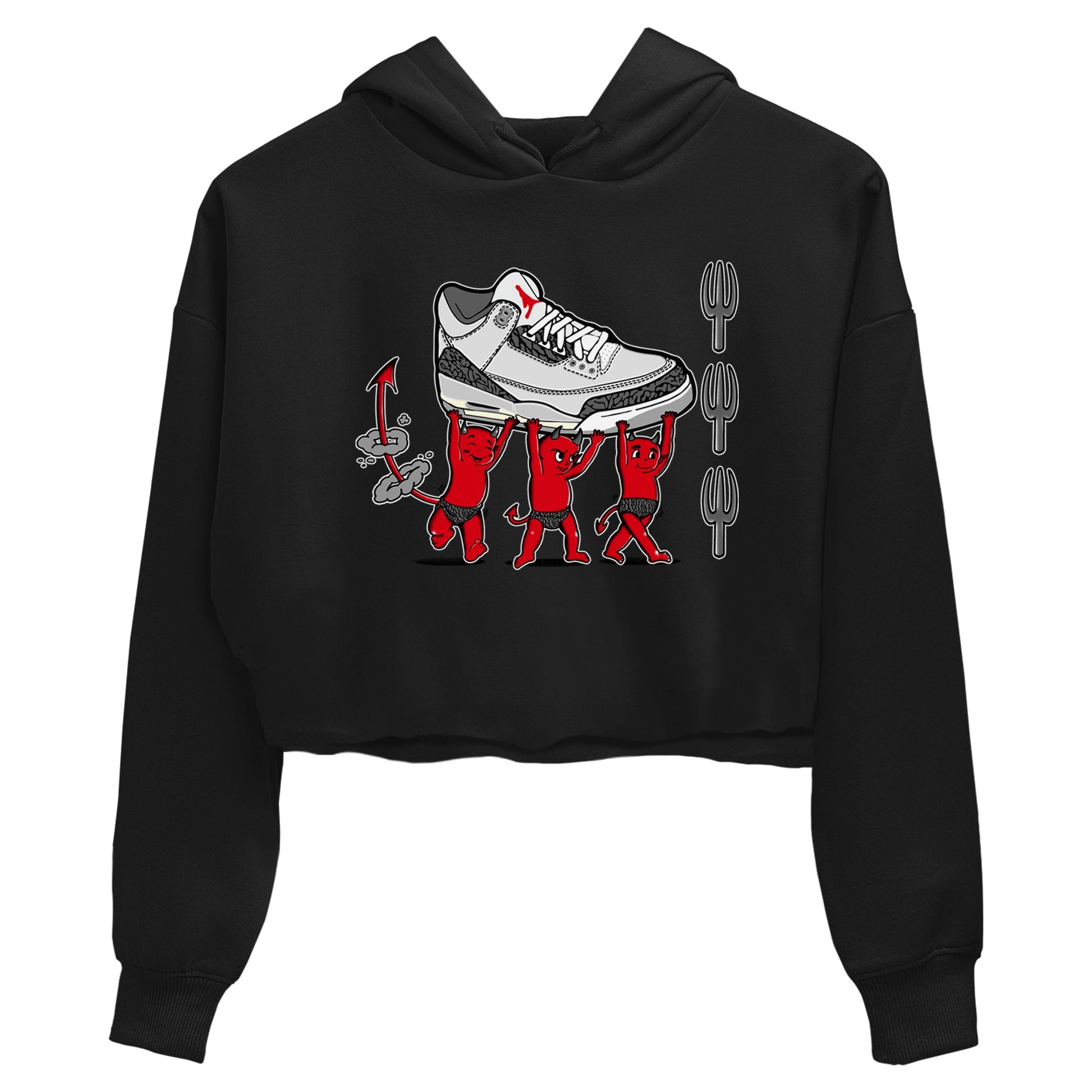 3s Cement Grey shirts to match jordans Devil Babies sneaker match tees Air Jordan 3 Cement Grey SNRT Sneaker Release Tees unisex cotton Black 2 Crop Shirts