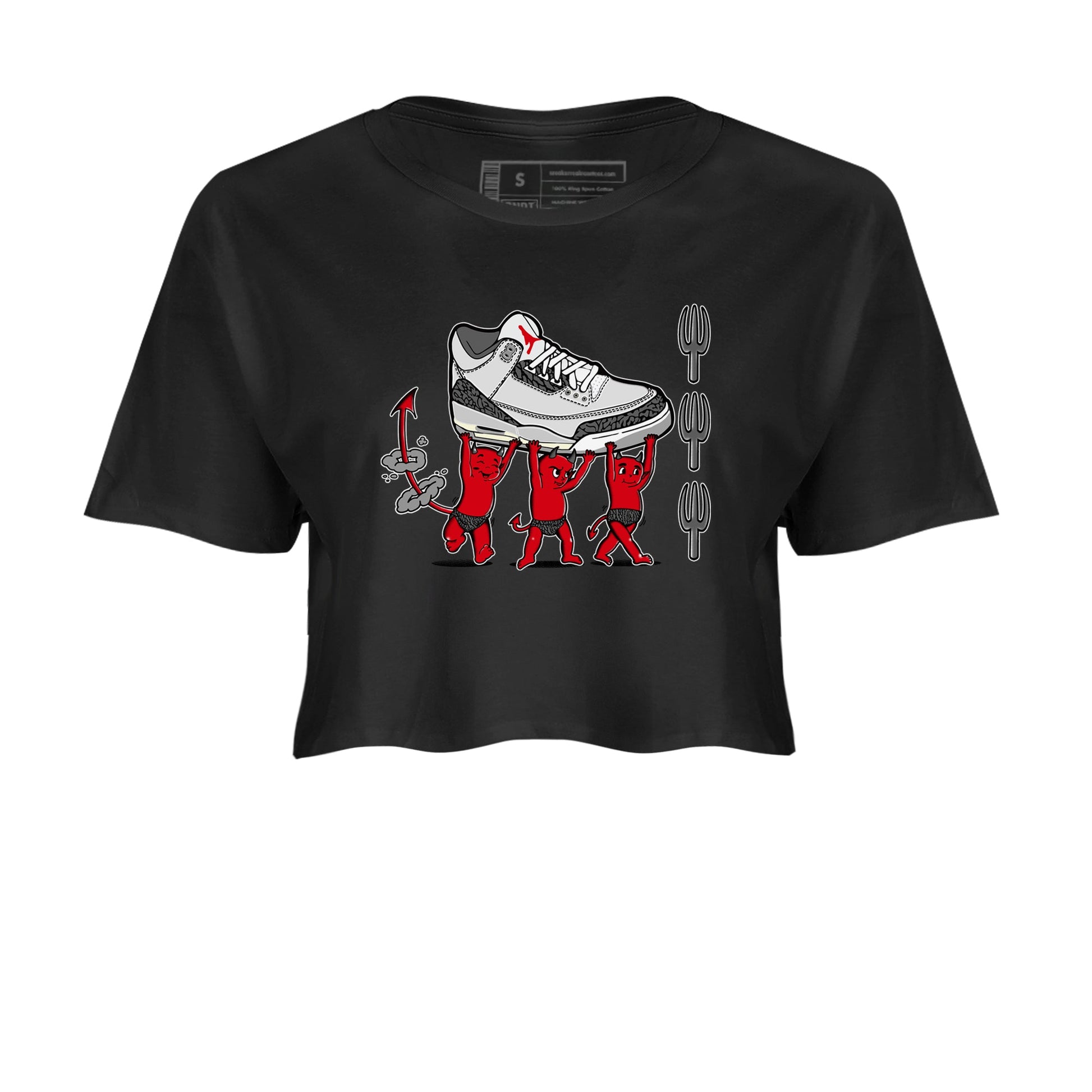 3s Cement Grey shirts to match jordans Devil Babies sneaker match tees Air Jordan 3 Cement Grey SNRT Sneaker Release Tees unisex cotton Black 2 Crop Shirts