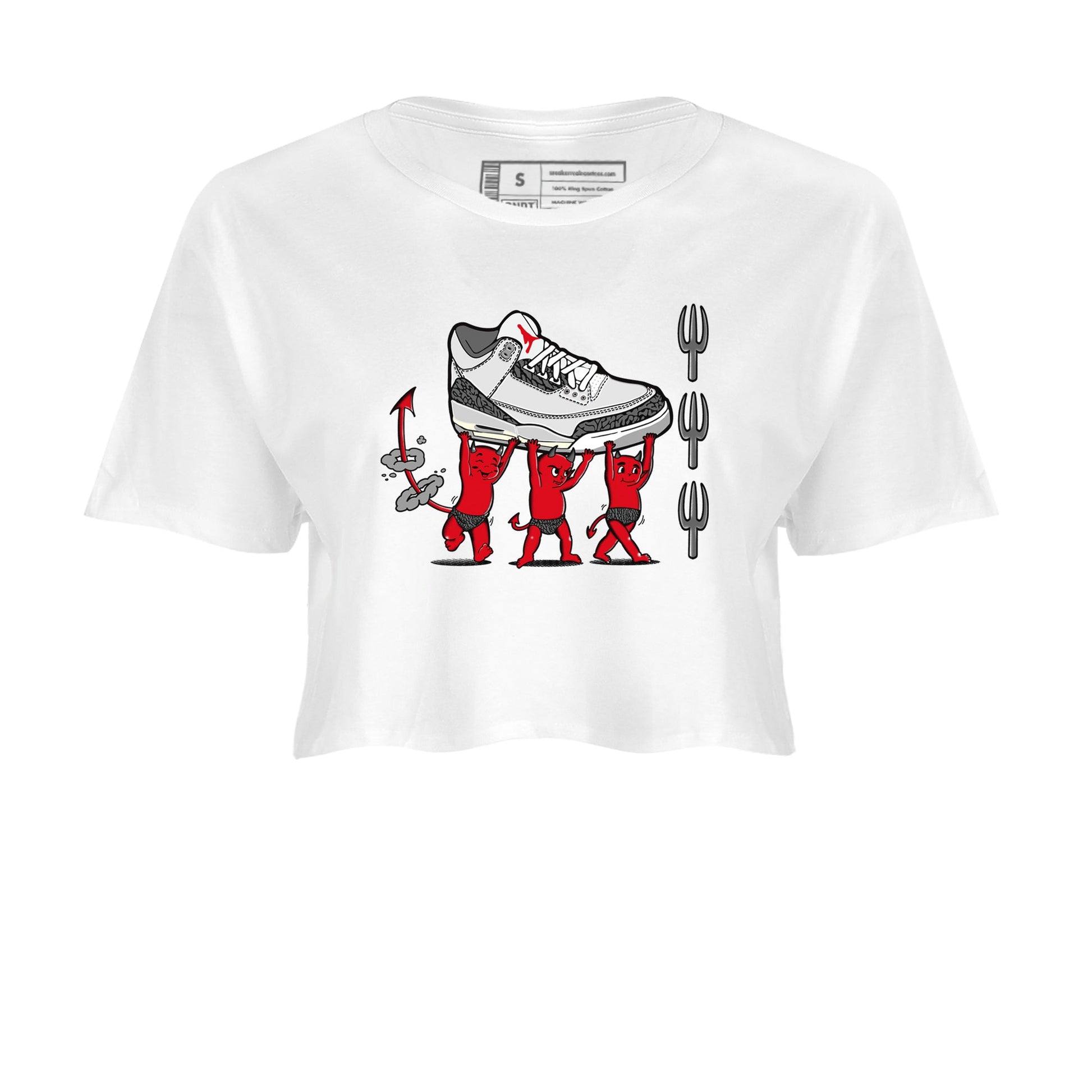 3s Cement Grey shirts to match jordans Devil Babies sneaker match tees Air Jordan 3 Cement Grey SNRT Sneaker Release Tees unisex cotton White 2 Crop Shirts
