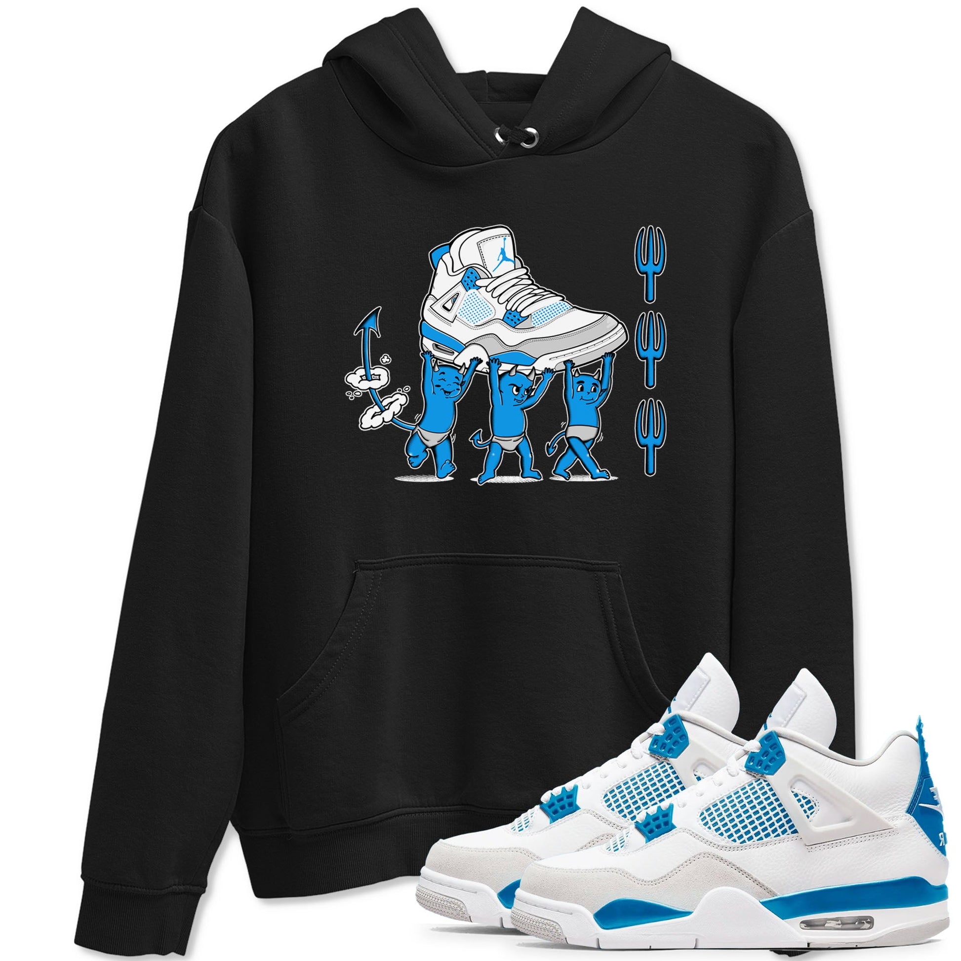 4s Military Blue shirts to match jordans Devil Babies sneaker match tees Air Jordan 4 Military Blue SNRT Sneaker Release Tees unisex cotton Black 1 crew neck shirts