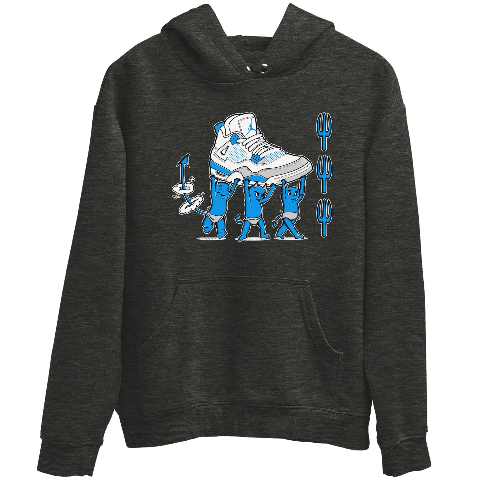 4s Military Blue shirts to match jordans Devil Babies sneaker match tees Air Jordan 4 Military Blue SNRT Sneaker Release Tees unisex cotton Charcoal Heather 2 crew neck shirts