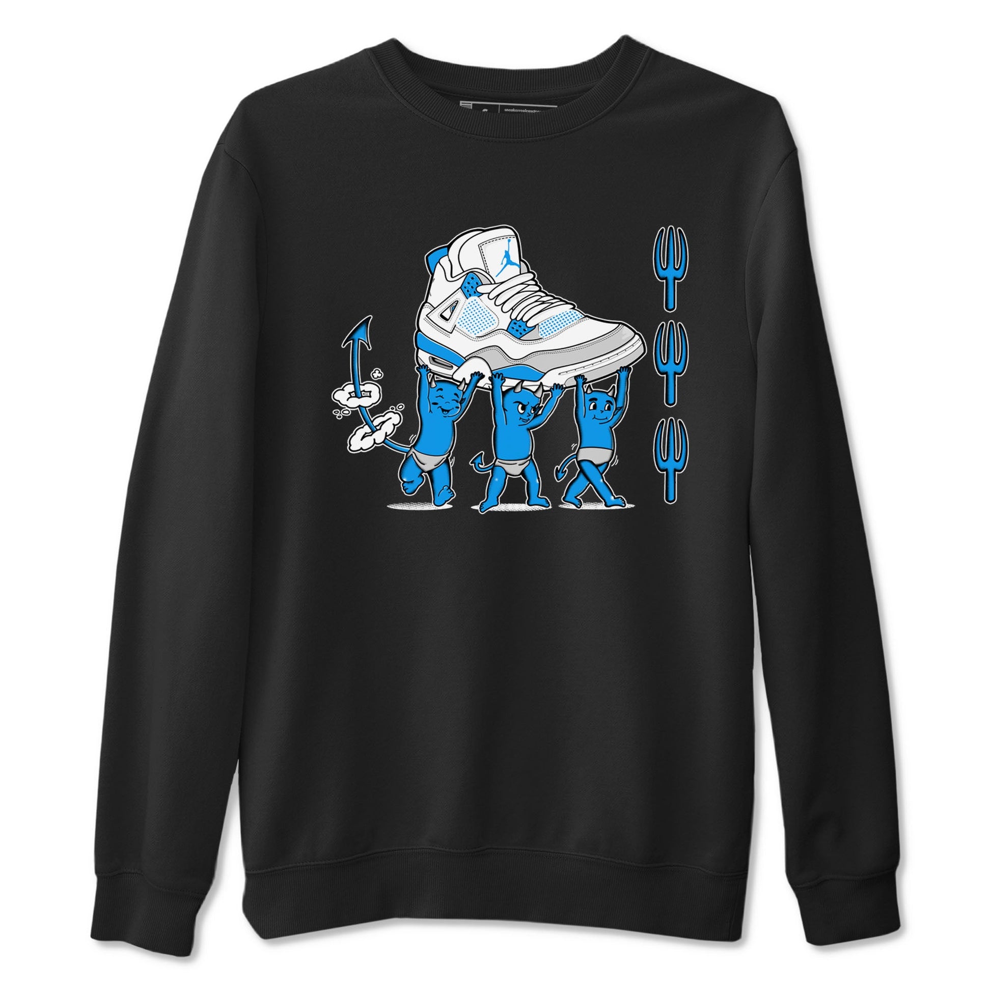4s Military Blue shirts to match jordans Devil Babies sneaker match tees Air Jordan 4 Military Blue SNRT Sneaker Release Tees unisex cotton Black 2 crew neck shirts