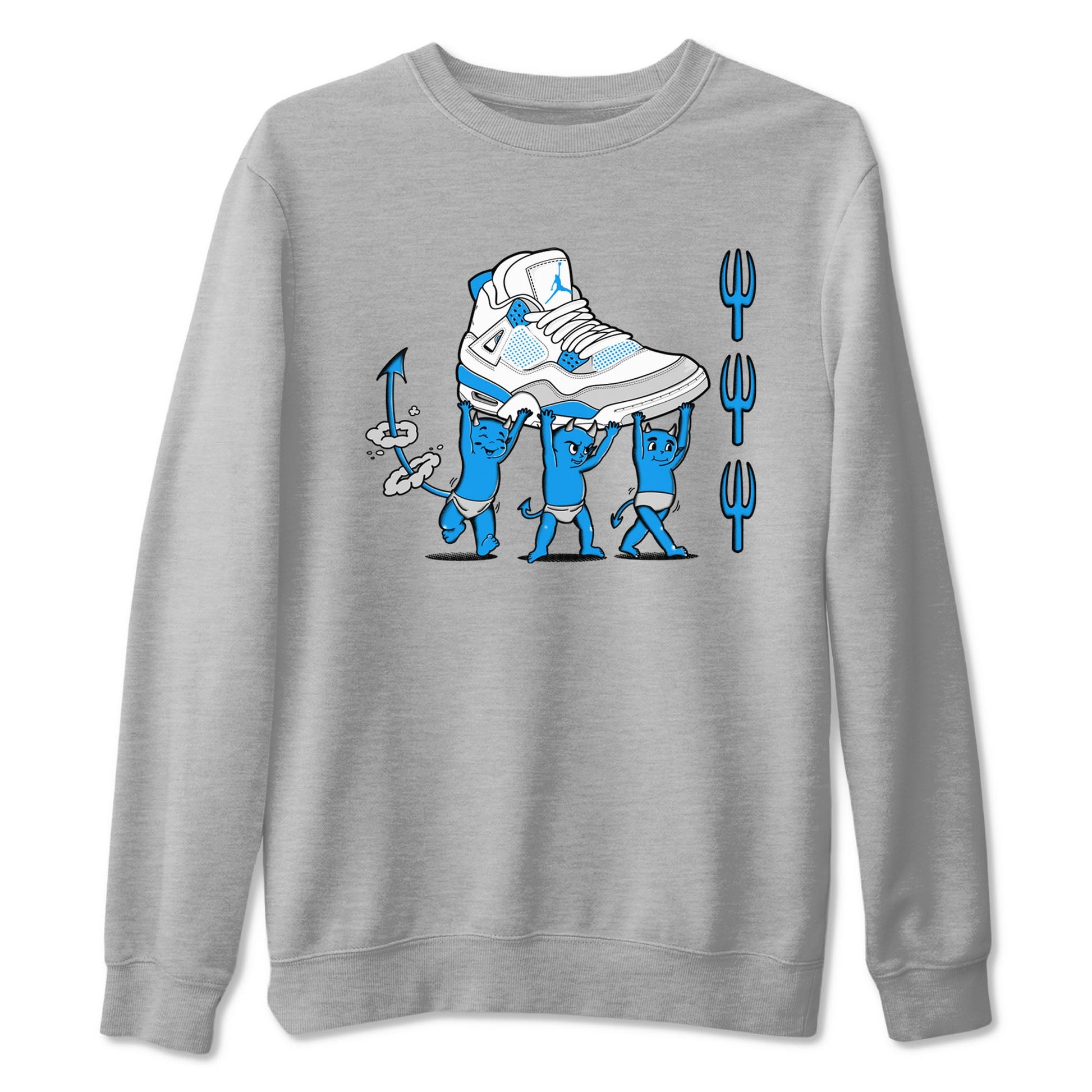4s Military Blue shirts to match jordans Devil Babies sneaker match tees Air Jordan 4 Military Blue SNRT Sneaker Release Tees unisex cotton Heather Grey 2 crew neck shirts