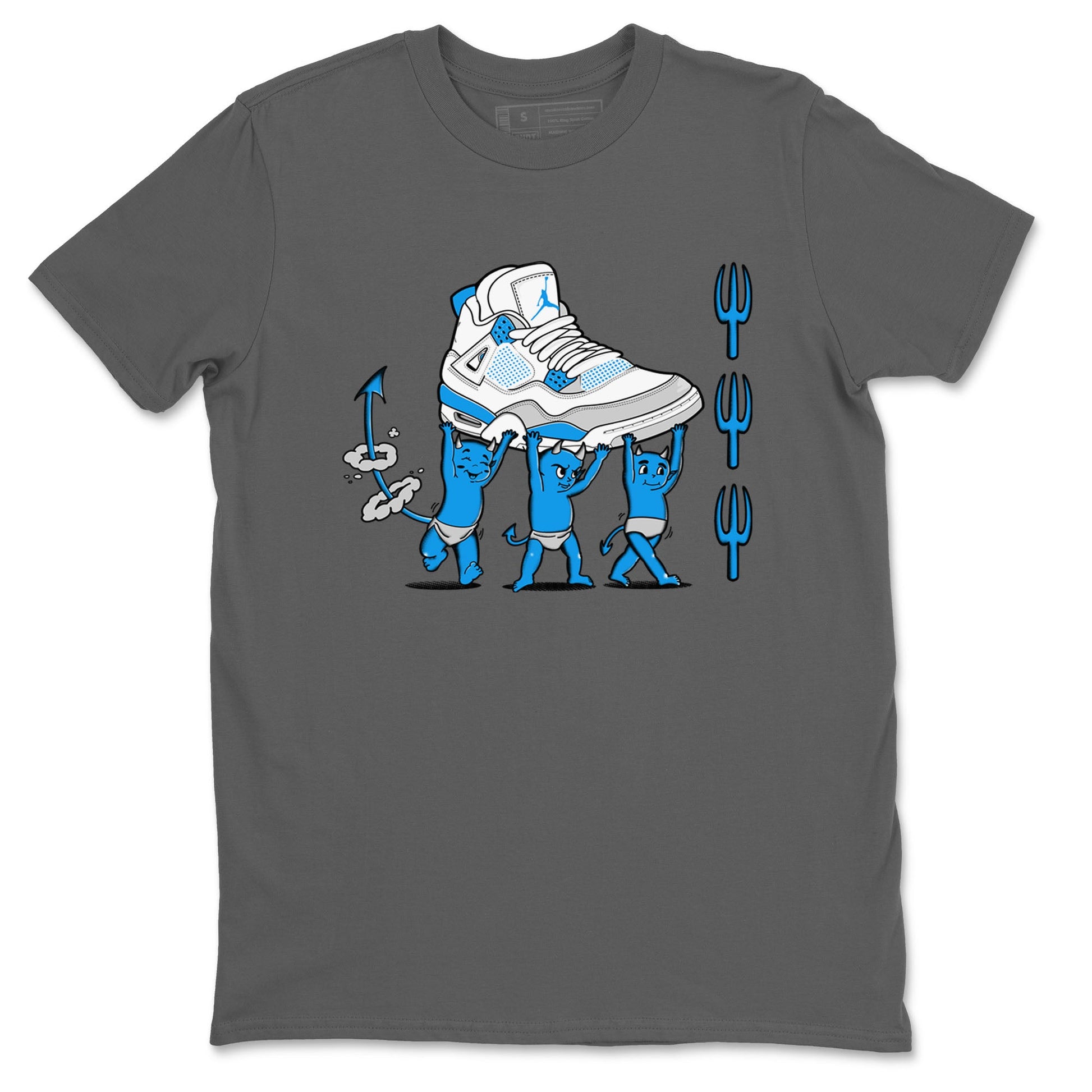 4s Military Blue shirts to match jordans Devil Babies sneaker match tees Air Jordan 4 Military Blue SNRT Sneaker Release Tees unisex cotton Cool Grey 2 crew neck shirts