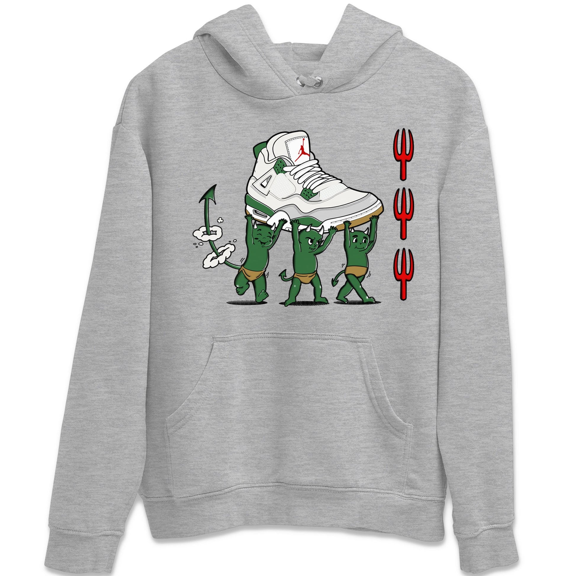 4s Pine Green shirts to match jordans Devil Babies sneaker match tees Air Jordan 4 Pine Green SNRT Sneaker Release Tees unisex cotton Heather Grey 2 crew neck shirts