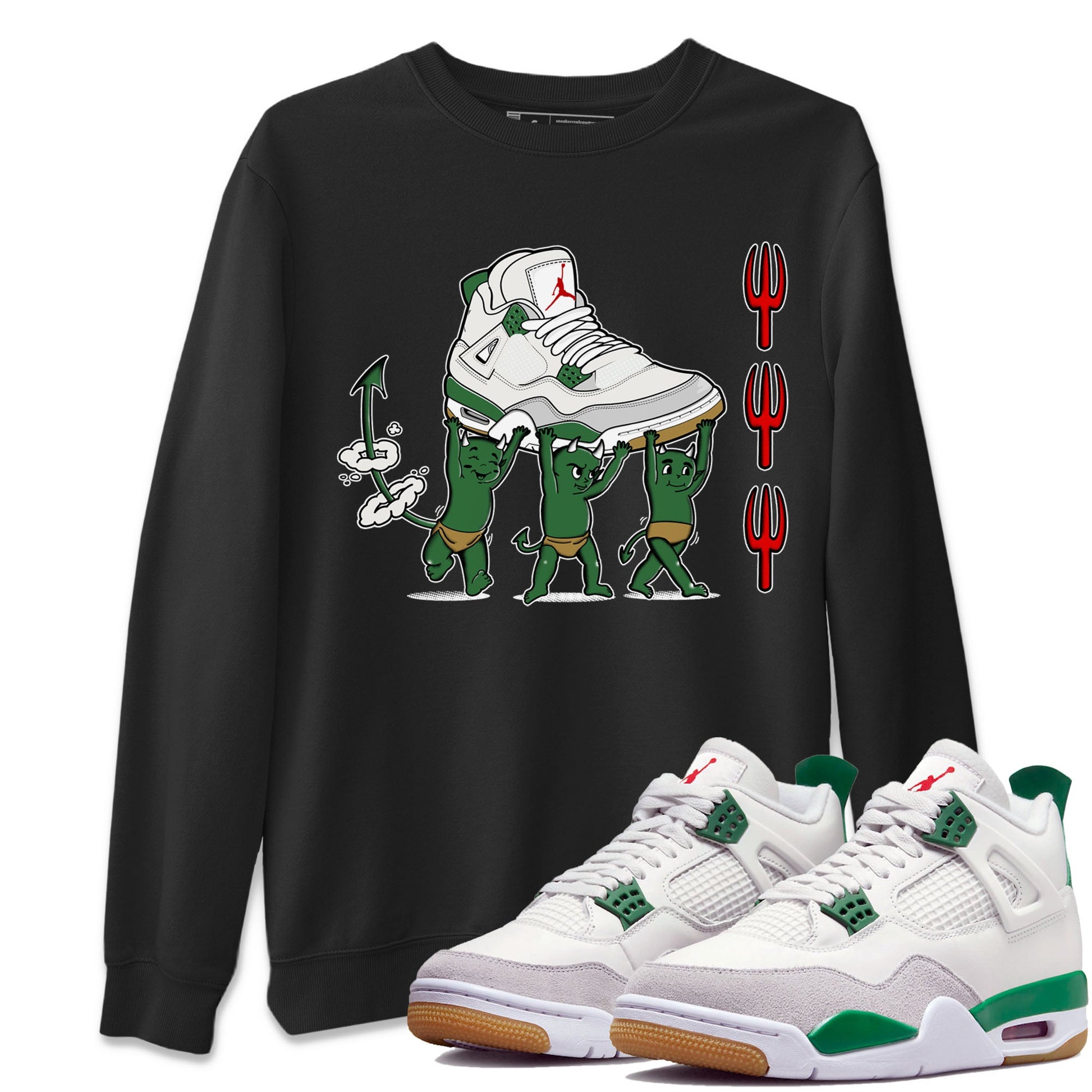 4s Pine Green shirts to match jordans Devil Babies sneaker match tees Air Jordan 4 Pine Green SNRT Sneaker Release Tees unisex cotton Black 1 crew neck shirts