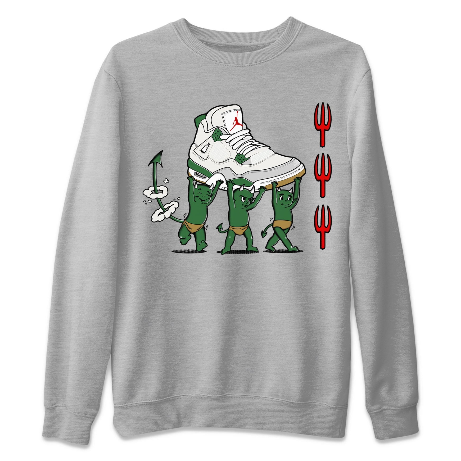4s Pine Green shirts to match jordans Devil Babies sneaker match tees Air Jordan 4 Pine Green SNRT Sneaker Release Tees unisex cotton Heather Grey 2 crew neck shirts