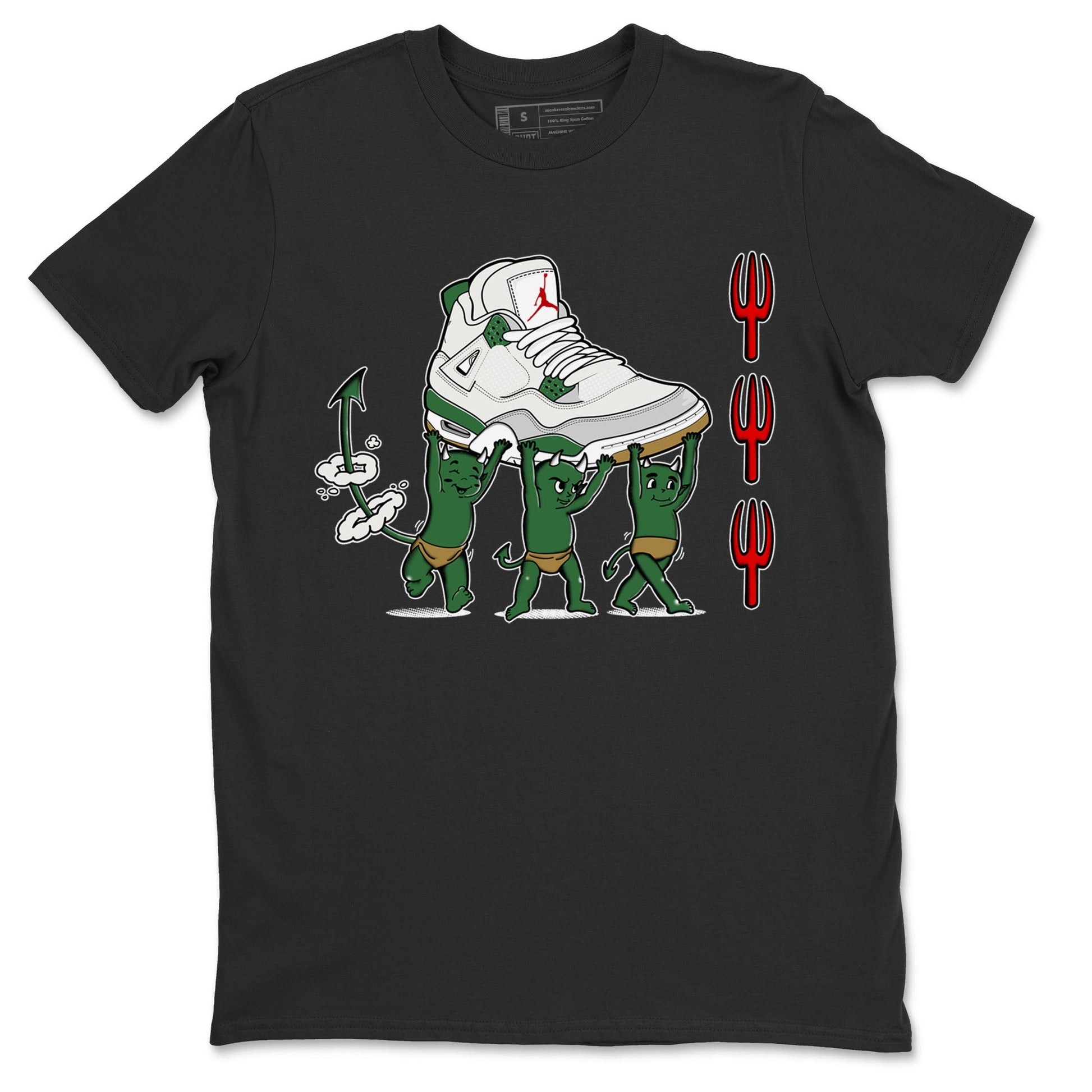 4s Pine Green shirts to match jordans Devil Babies sneaker match tees Air Jordan 4 Pine Green SNRT Sneaker Release Tees unisex cotton Black 2 crew neck shirts
