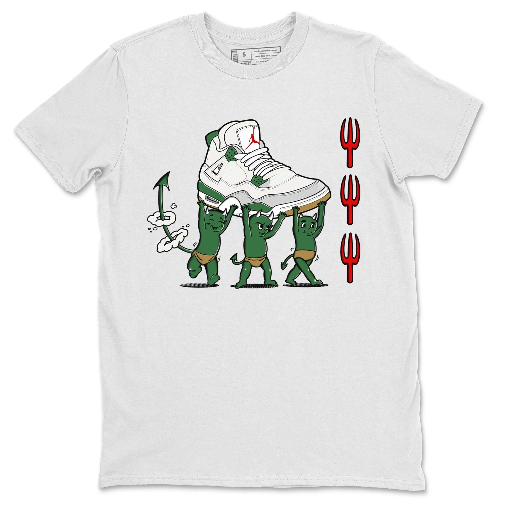 4s Pine Green shirts to match jordans Devil Babies sneaker match tees Air Jordan 4 Pine Green SNRT Sneaker Release Tees unisex cotton White 2 crew neck shirts