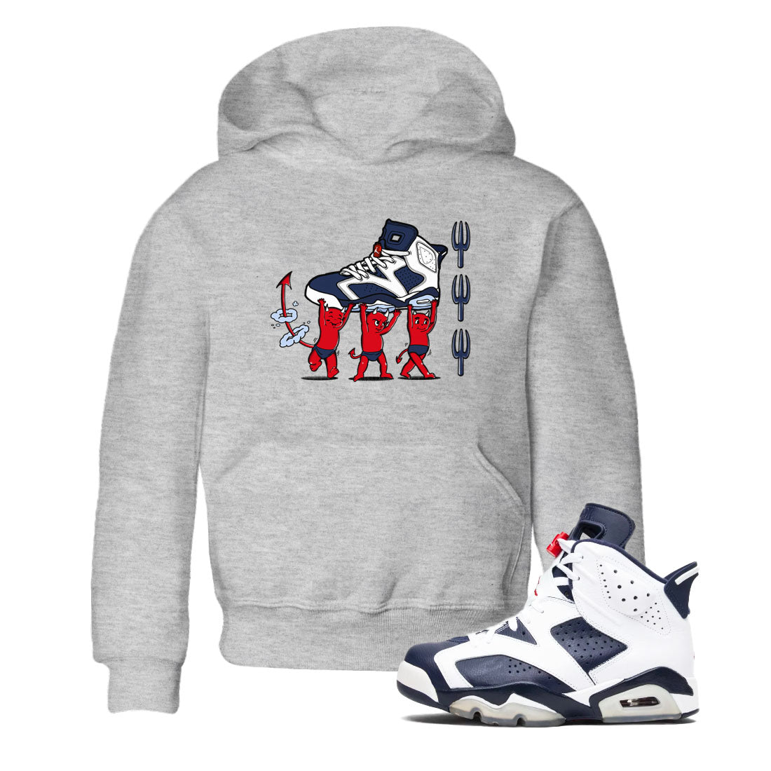 6s White And Midnight Navy shirts to match jordans Devil Babies sneaker match tees Air Jordan 6 White And Midnight Navy SNRT Sneaker Release Tees Youth Baby Heather Grey 1 crew neck shirts