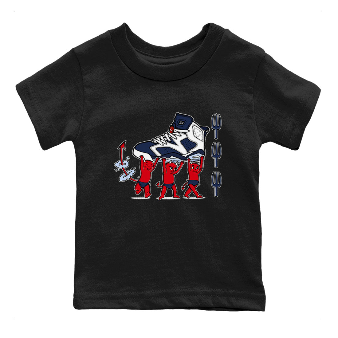 6s White And Midnight Navy shirts to match jordans Devil Babies sneaker match tees Air Jordan 6 White And Midnight Navy SNRT Sneaker Release Tees Youth Baby Black 2 crew neck shirts