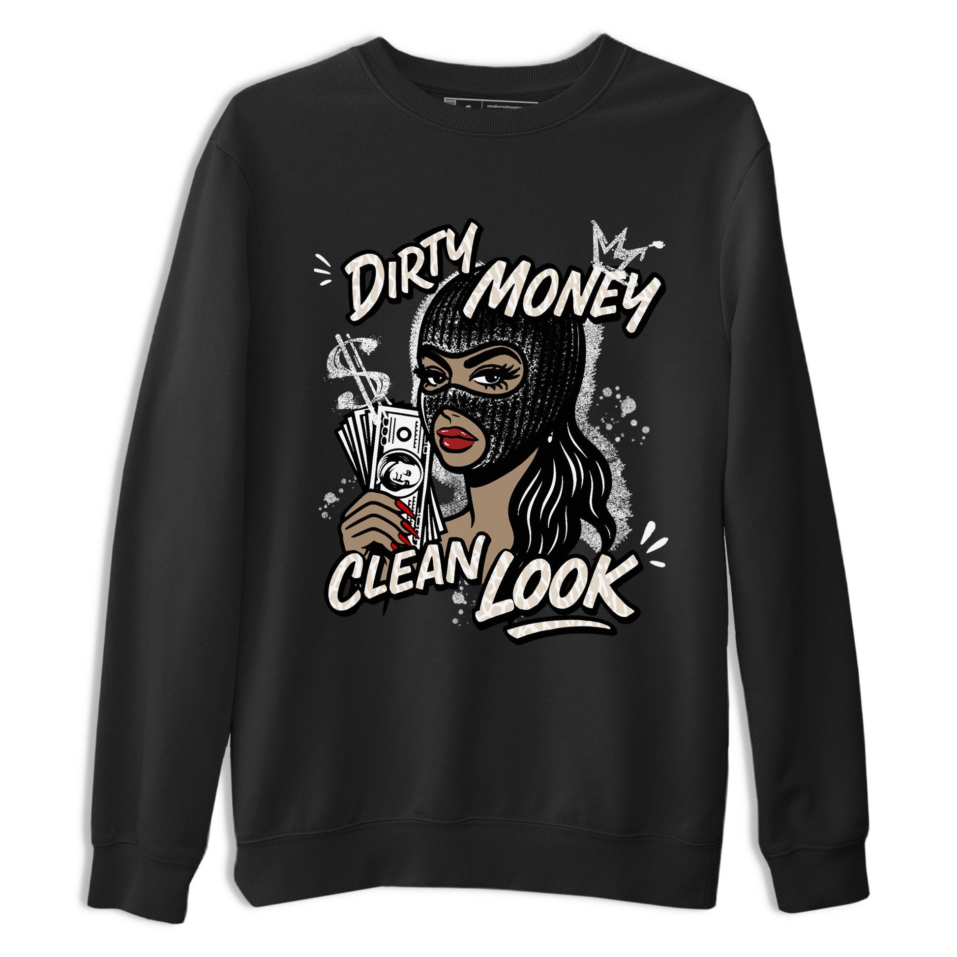Dirty Money Clean Look sneaker match t-shirt styled to complete your fit with the Air Jordan 3 Pure Money sneakers, shown in Black 2.