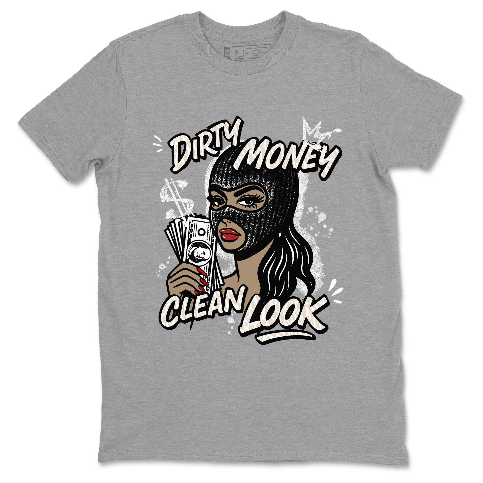 Dirty Money Clean Look sneaker match t-shirt styled to complete your fit with the Air Jordan 3 Pure Money sneakers, shown in Heather Grey 2.