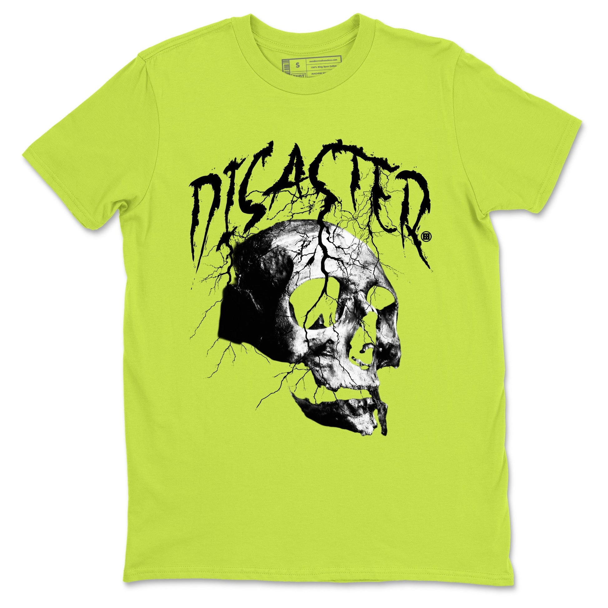 Foams One Black Volt shirts to match jordans Disaster Skull sneaker match tees Air Foamposite One Black and Volt match shoes to clothes SNRT Sneaker Tees unisex cotton Safety Green 2 shirts