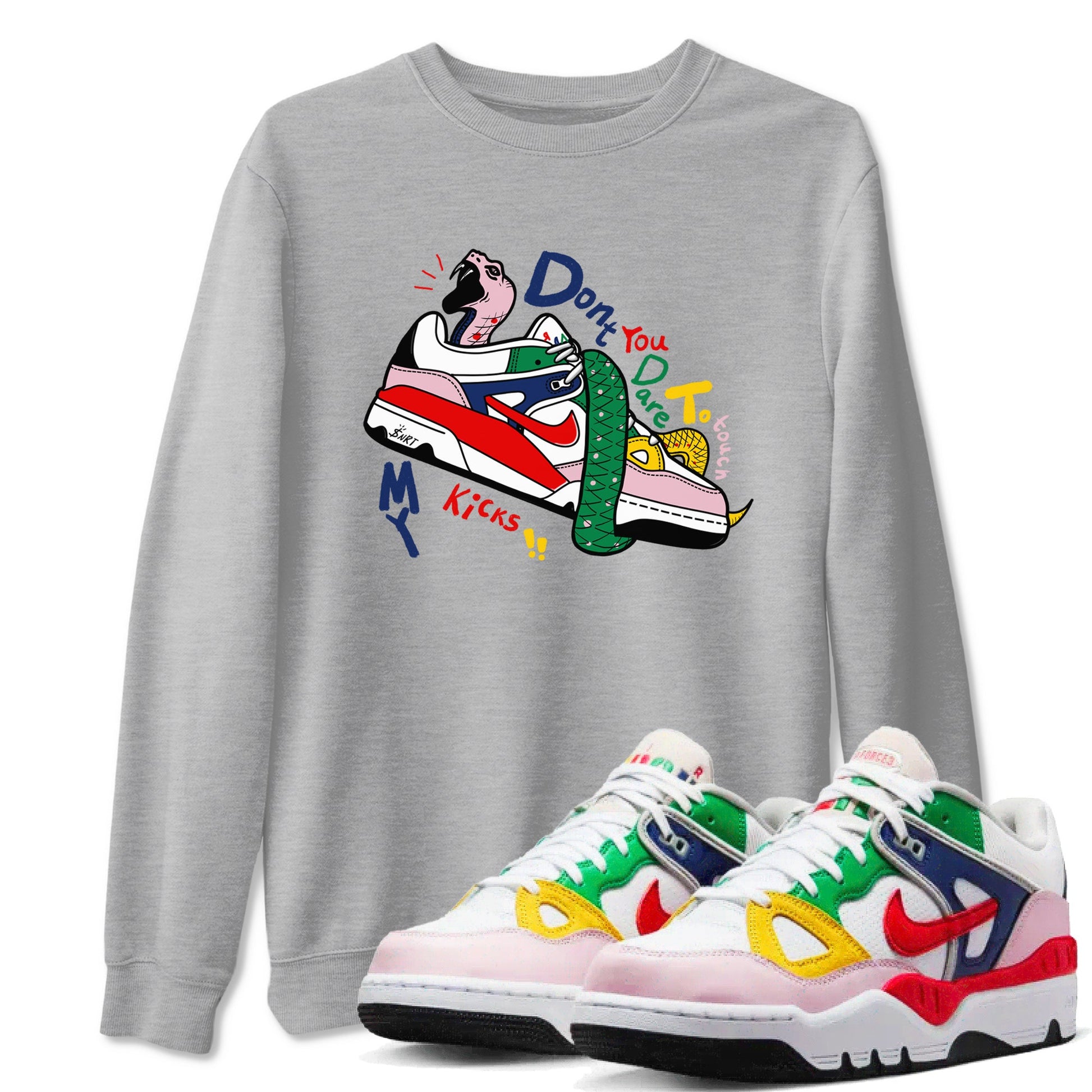 AF 3 Nigo shirtsto match jordans Don't Touch My Kicks sneaker match tees Air Force 3 Low x Nigo Blue Void and Tour Yellow match shoes to clothes SNRT Sneaker Tees unisex cotton Heather Grey 1 shirts