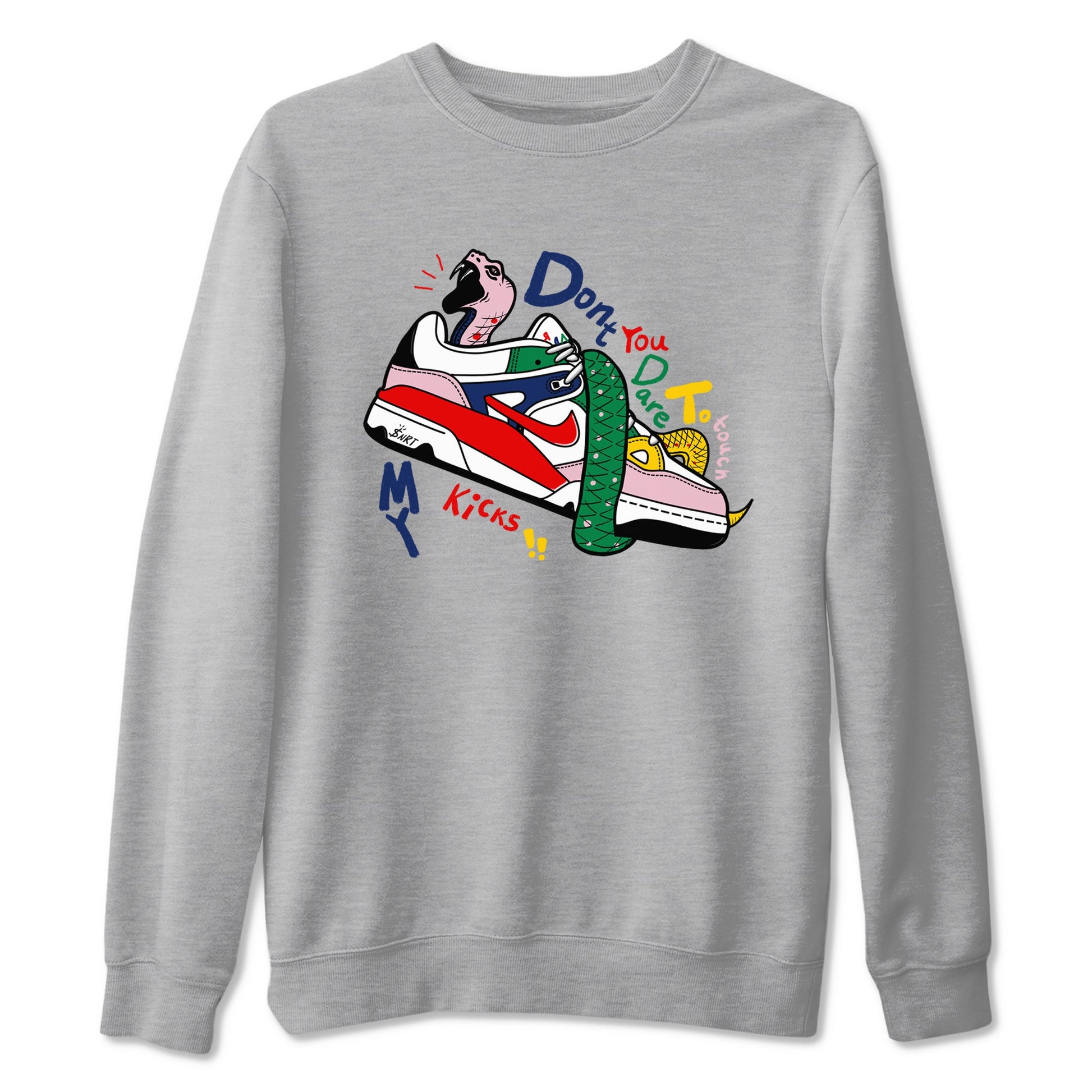 AF 3 Nigo shirtsto match jordans Don't Touch My Kicks sneaker match tees Air Force 3 Low x Nigo Blue Void and Tour Yellow match shoes to clothes SNRT Sneaker Tees unisex cotton Heather Grey 2 shirts