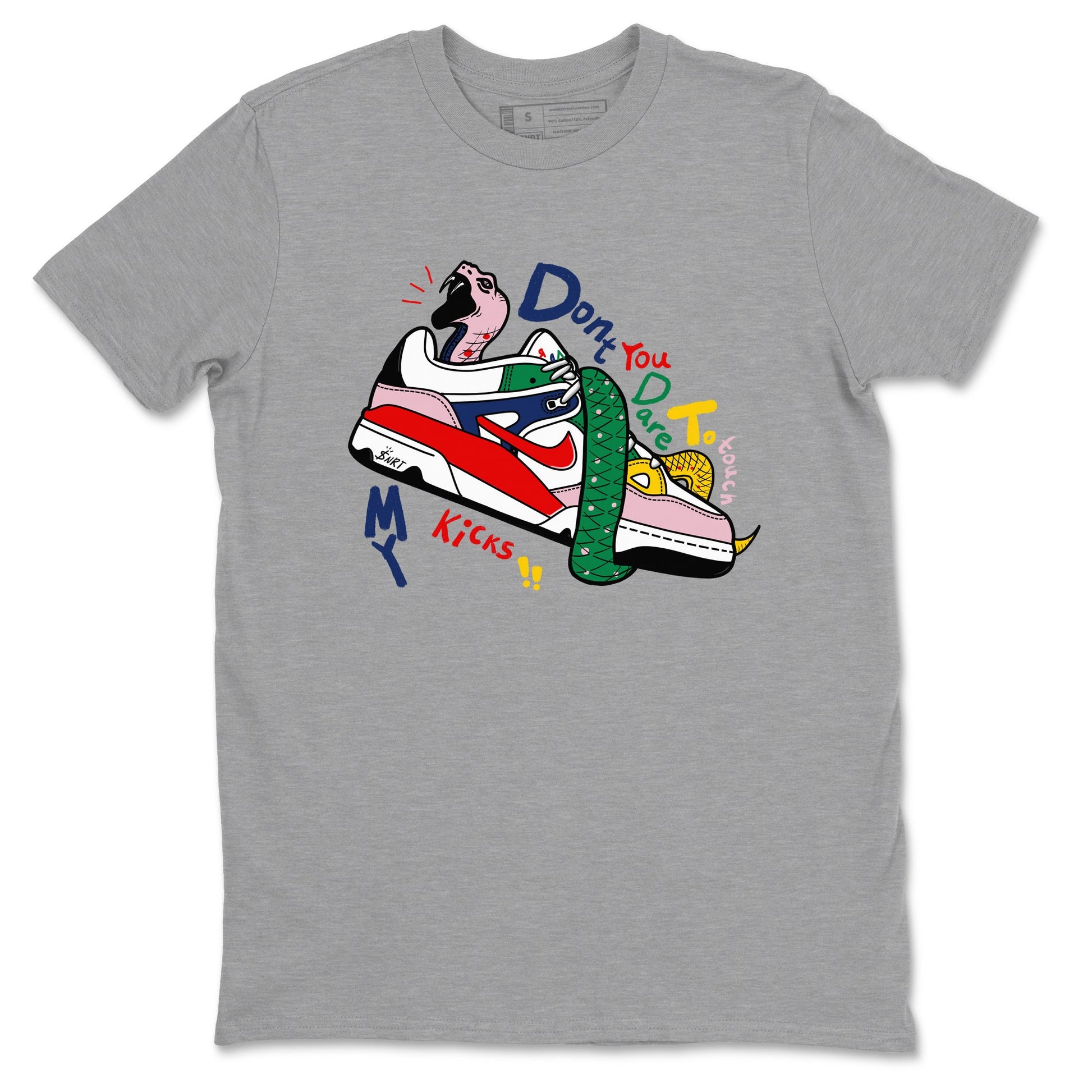 AF 3 Nigo shirtsto match jordans Don't Touch My Kicks sneaker match tees Air Force 3 Low x Nigo Blue Void and Tour Yellow match shoes to clothes SNRT Sneaker Tees unisex cotton Heather Grey 2 shirts