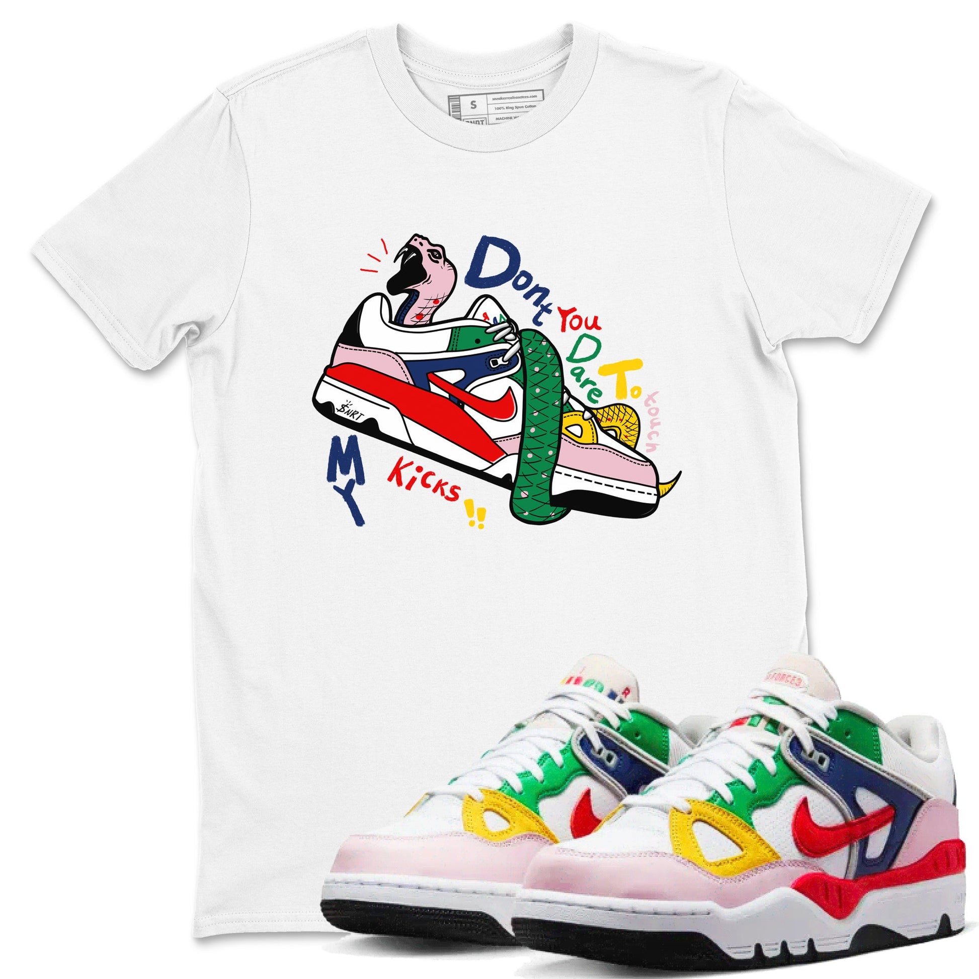 AF 3 Nigo shirtsto match jordans Don't Touch My Kicks sneaker match tees Air Force 3 Low x Nigo Blue Void and Tour Yellow match shoes to clothes SNRT Sneaker Tees unisex cotton White 1 shirts