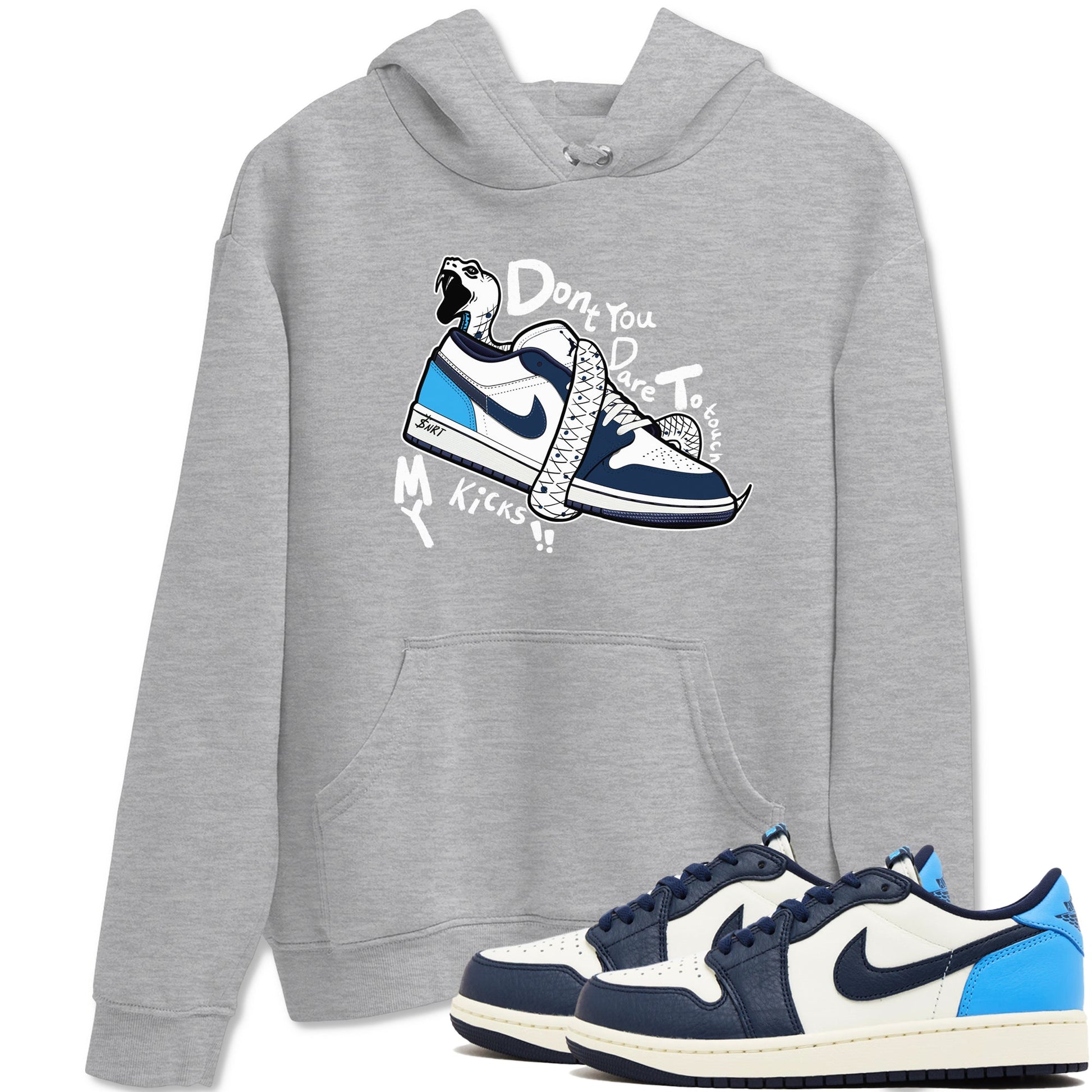 1s Obsidian shirts to match jordans Don't Touch My Kicks shirts to match Jordans AJ1 Retro Low OG Obsidian match shoes to clothes SNRT Sneaker Tees unisex cotton Heather Grey 1 shirts