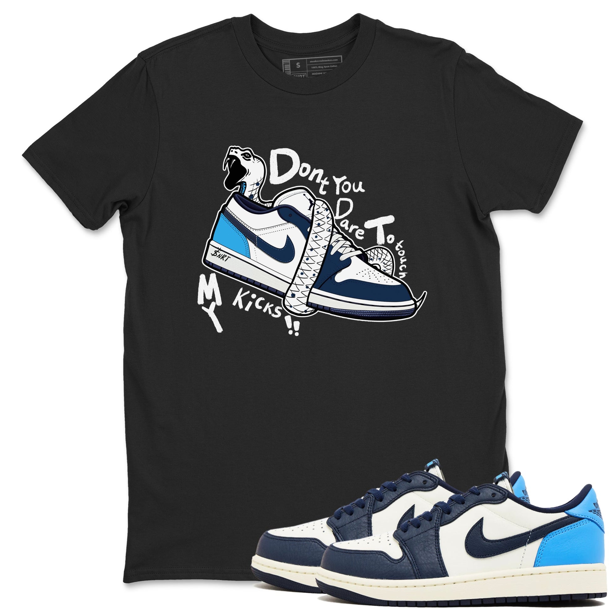 1s Obsidian shirts to match jordans Don't Touch My Kicks shirts to match Jordans AJ1 Retro Low OG Obsidian match shoes to clothes SNRT Sneaker Tees unisex cotton Black 1 shirts