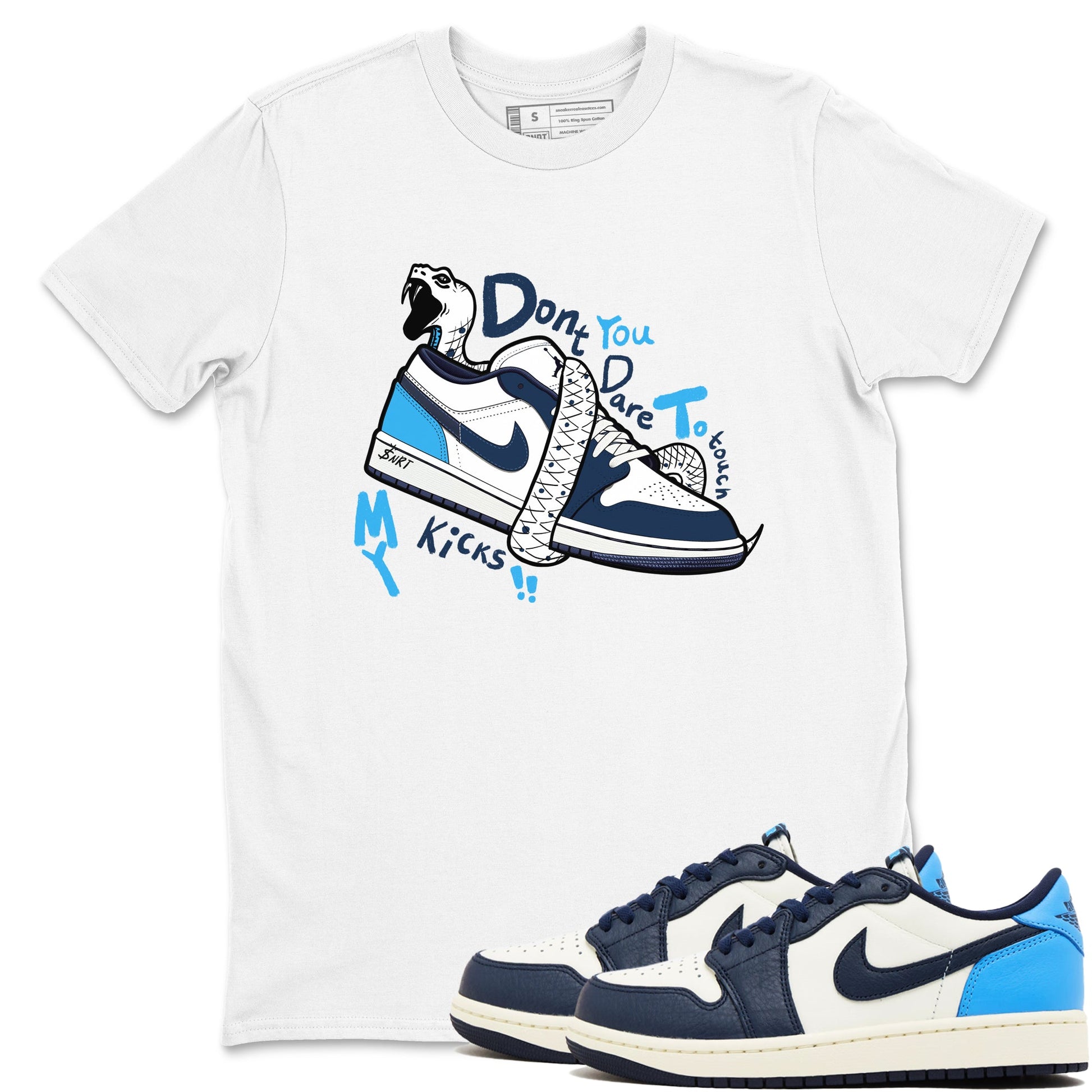 1s Obsidian shirts to match jordans Don't Touch My Kicks shirts to match Jordans AJ1 Retro Low OG Obsidian match shoes to clothes SNRT Sneaker Tees unisex cotton White 1 shirts