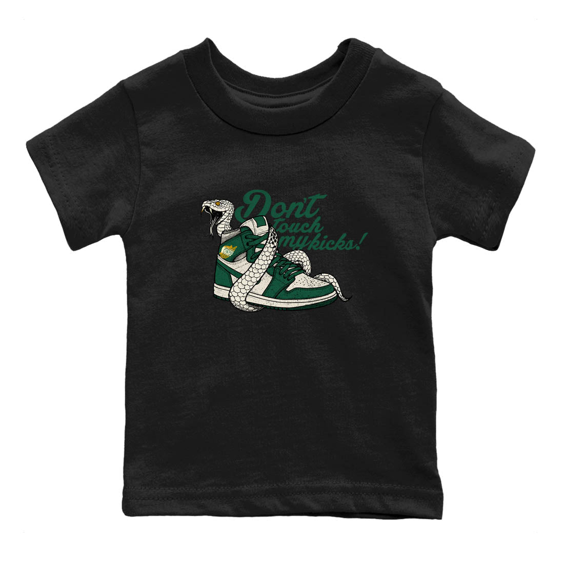 Sneaker Threads – Sneaker Tees To Match Air Jordan 1 Pro Green – Don't Touch My Kicks Youth Graphic Tee Black 2. Perfect for Jordan releases 2025 colorways.